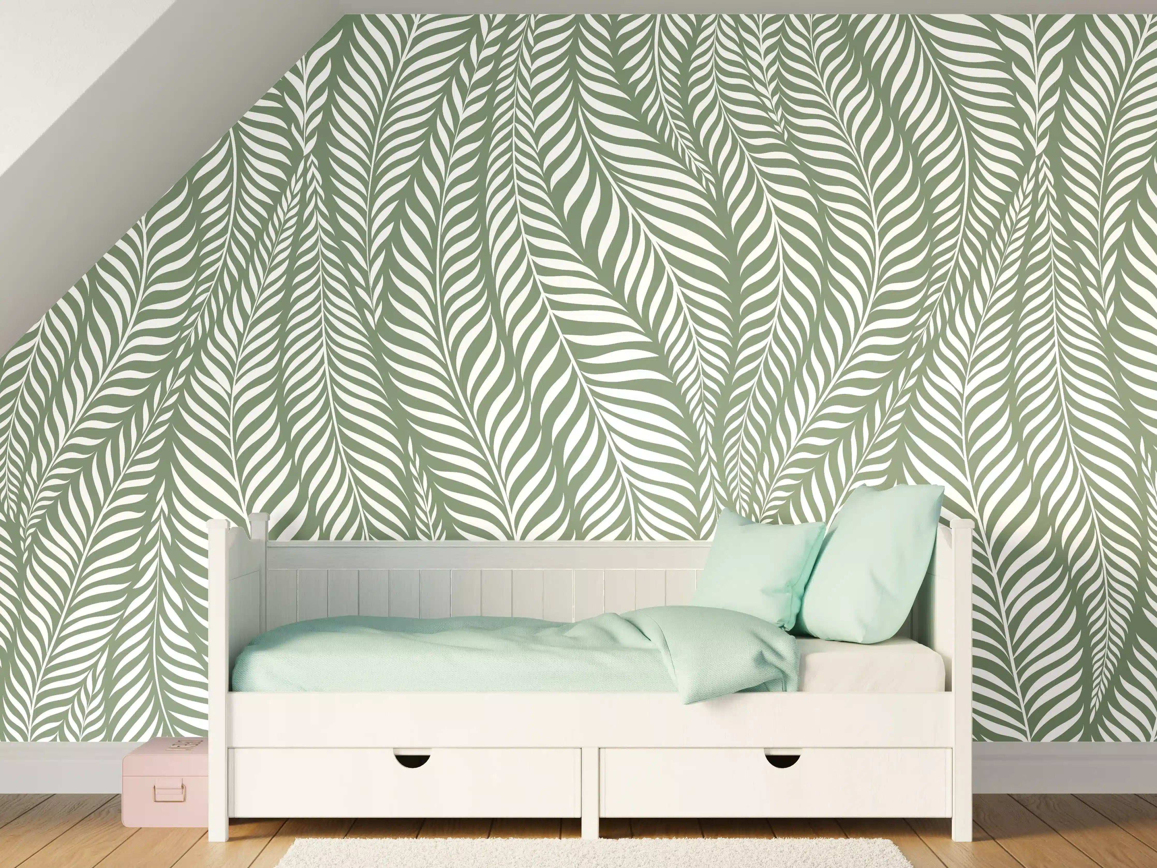 Kinderzimmer Wandgestaltung - Hellgrüne, elegante Wandgestaltung