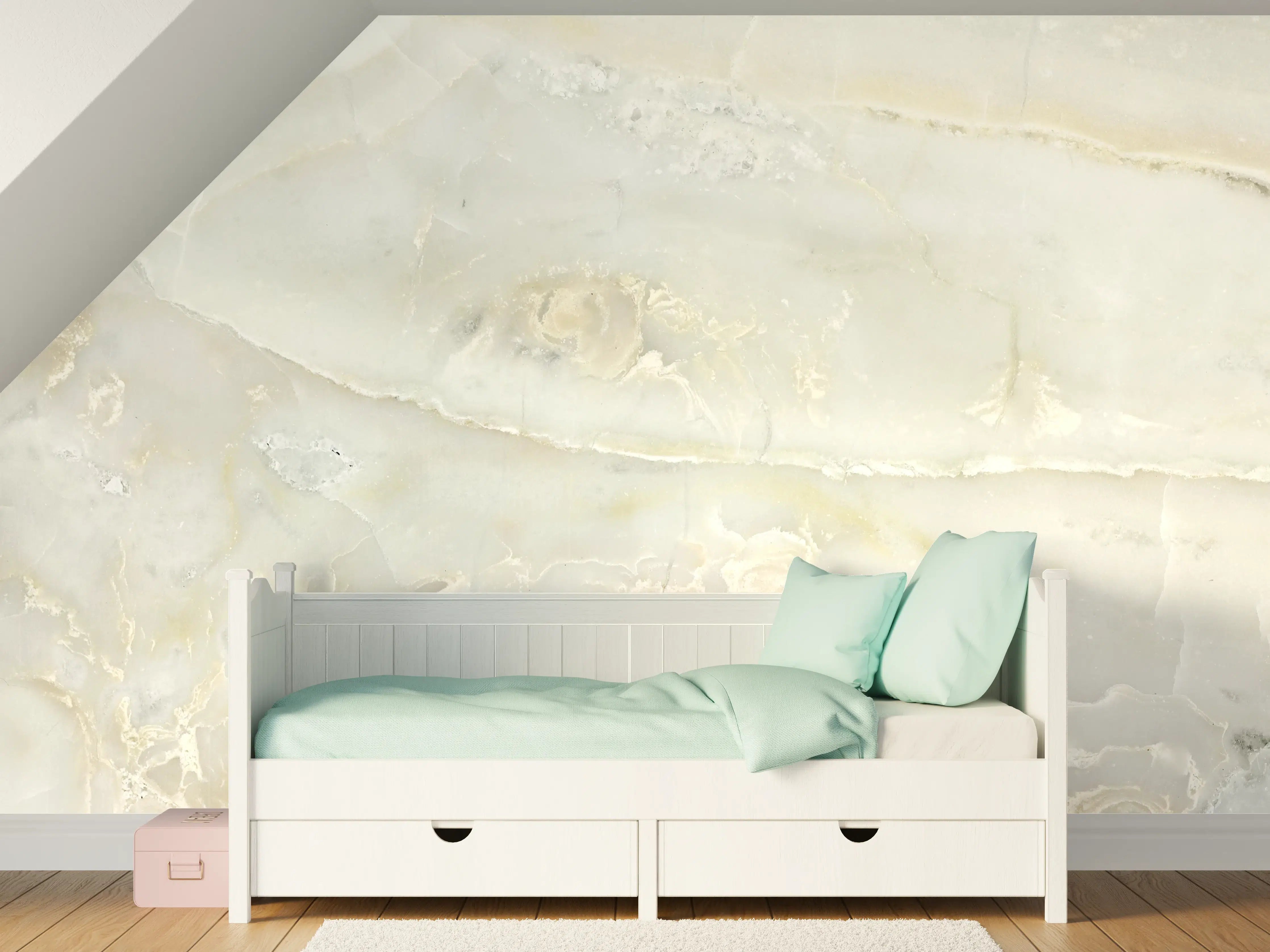 Kinderzimmer Wandgestaltung - Hellgrüner Marmor