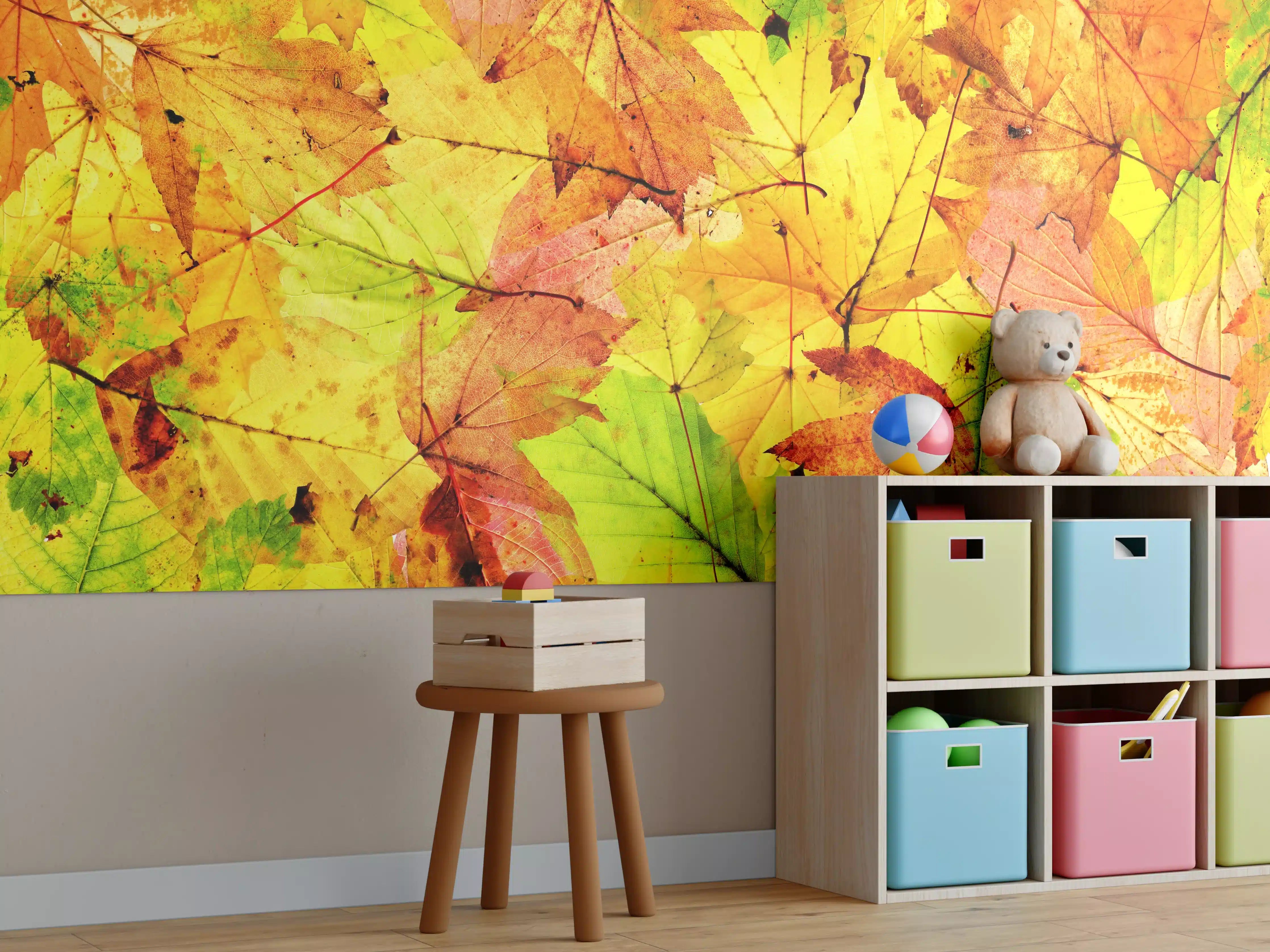Kinderzimmer Wandgestaltung - Herbstblätter Hintergrund