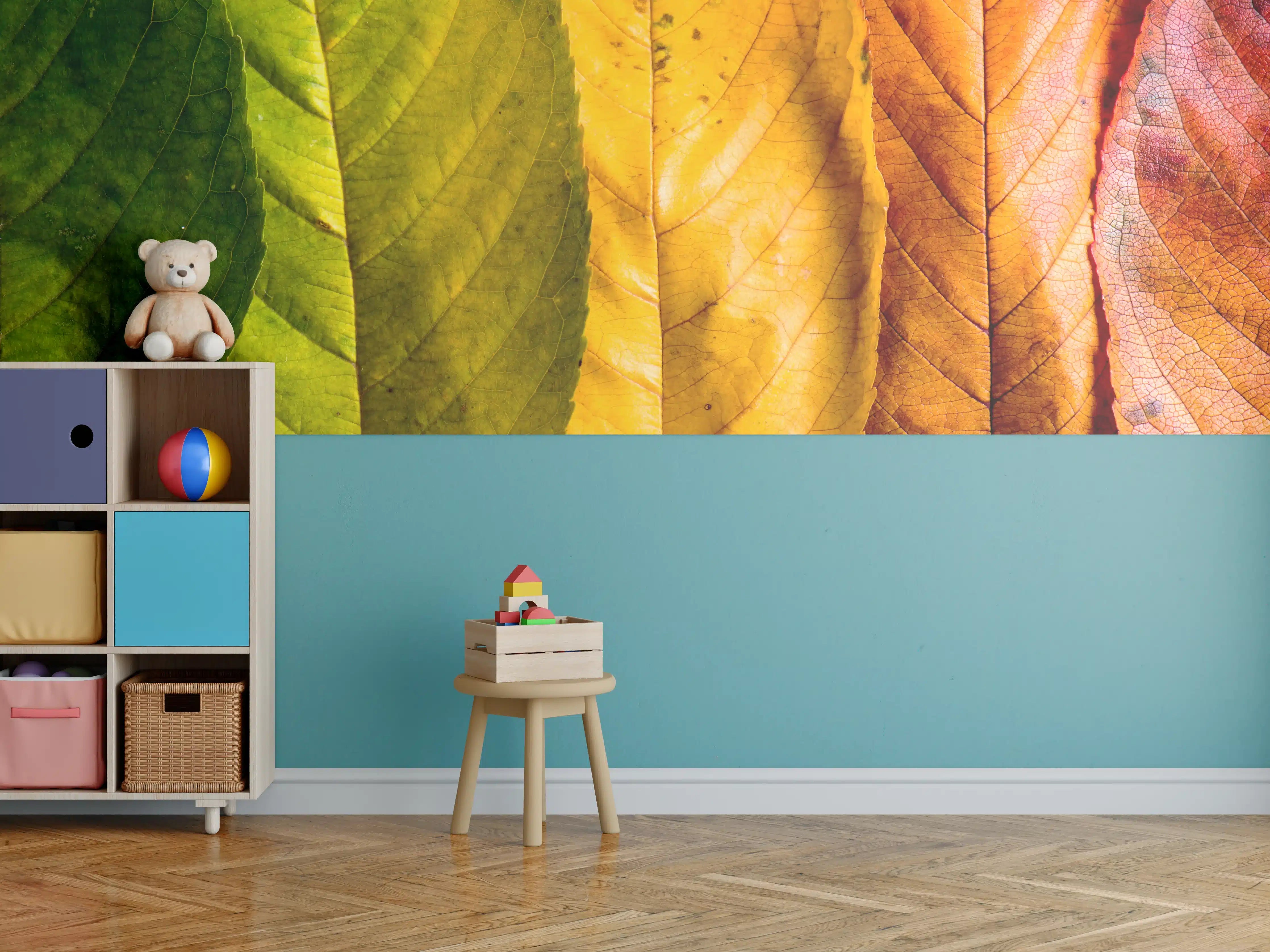 Kinderzimmer Wandgestaltung - Herbstlaub Komposition