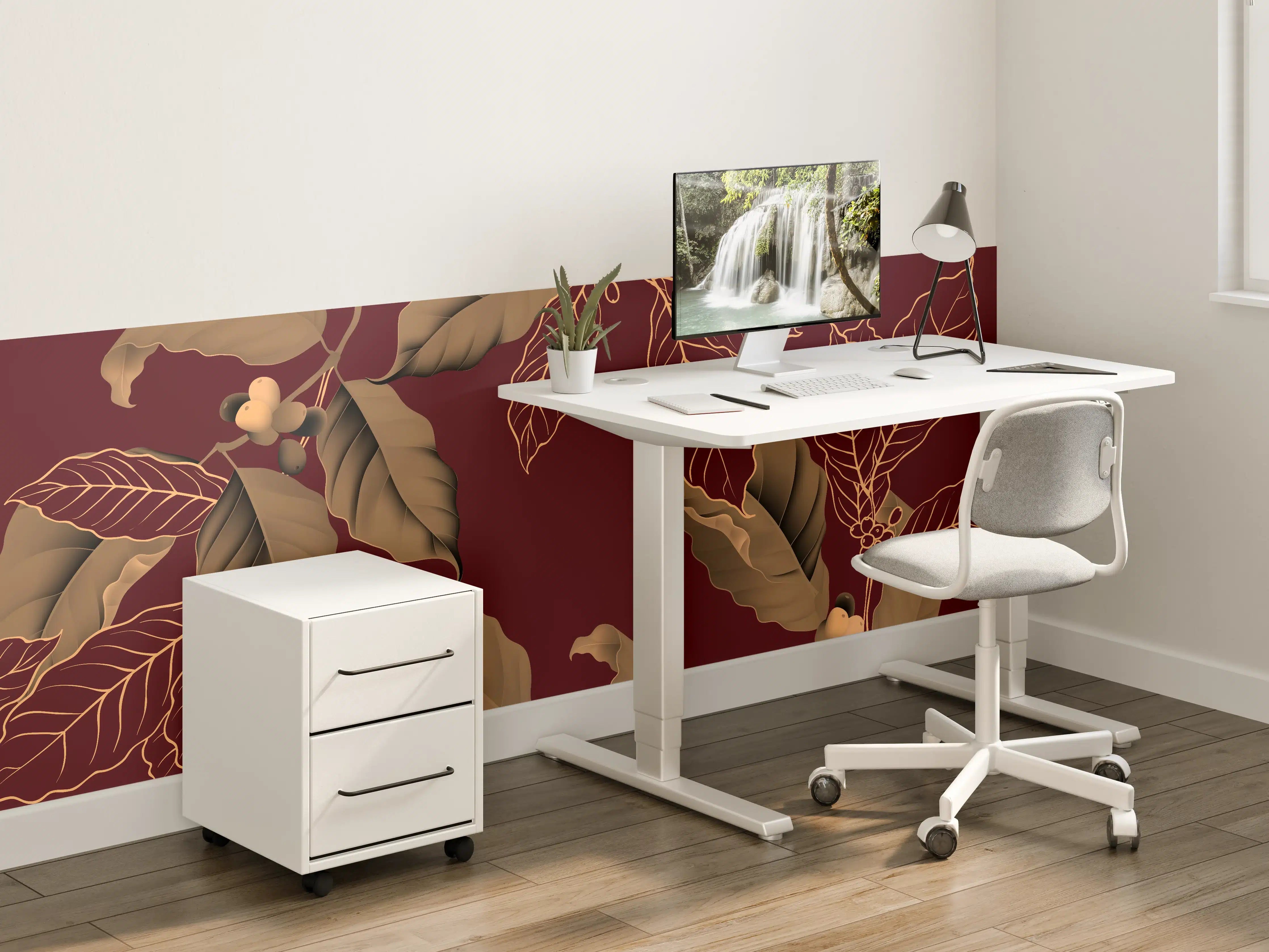 Kinderzimmer Wandgestaltung - Herbstlaub Rot-Gold Muster