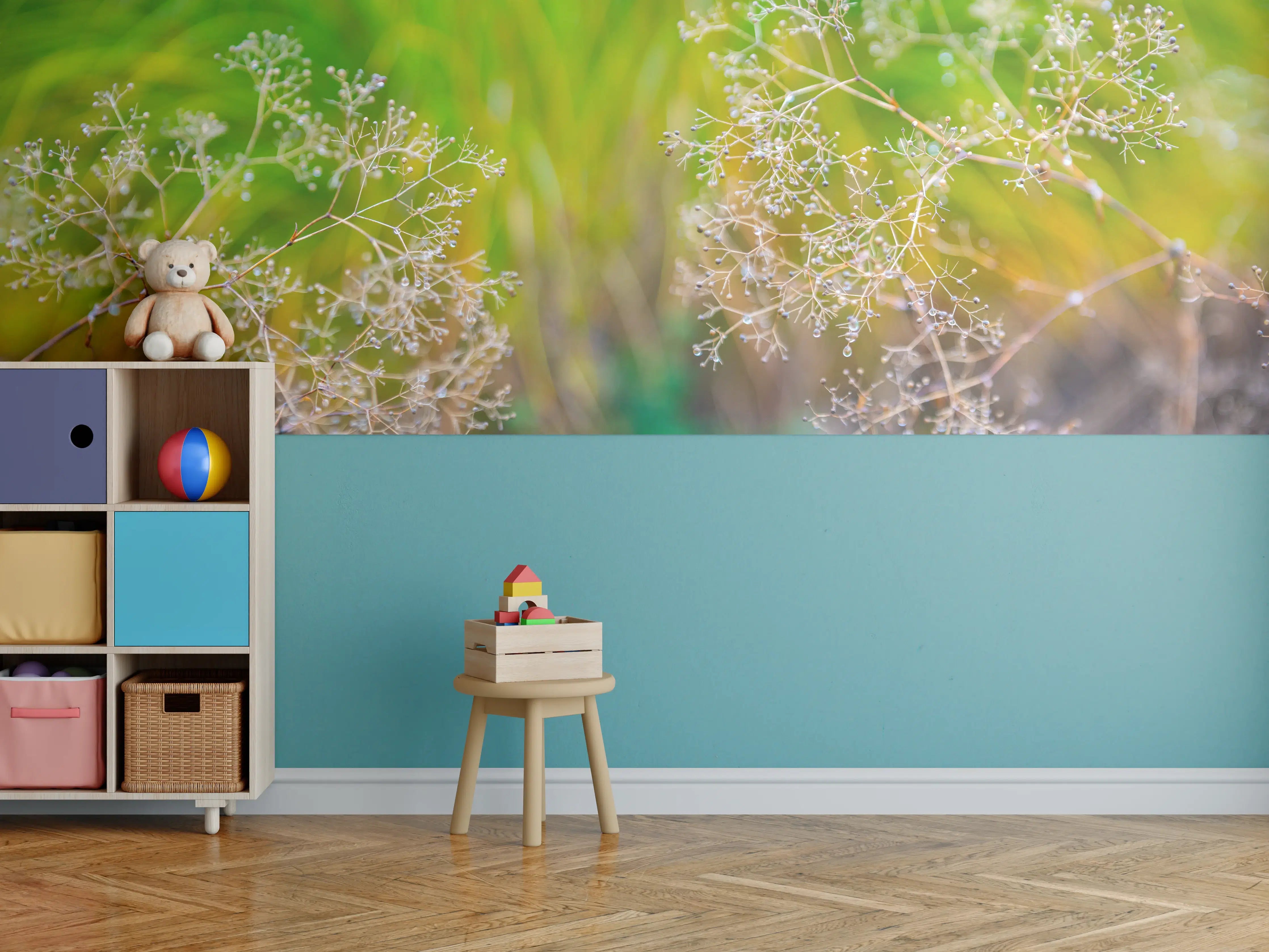 Kinderzimmer Wandgestaltung - Herbstliche Trockenblumen