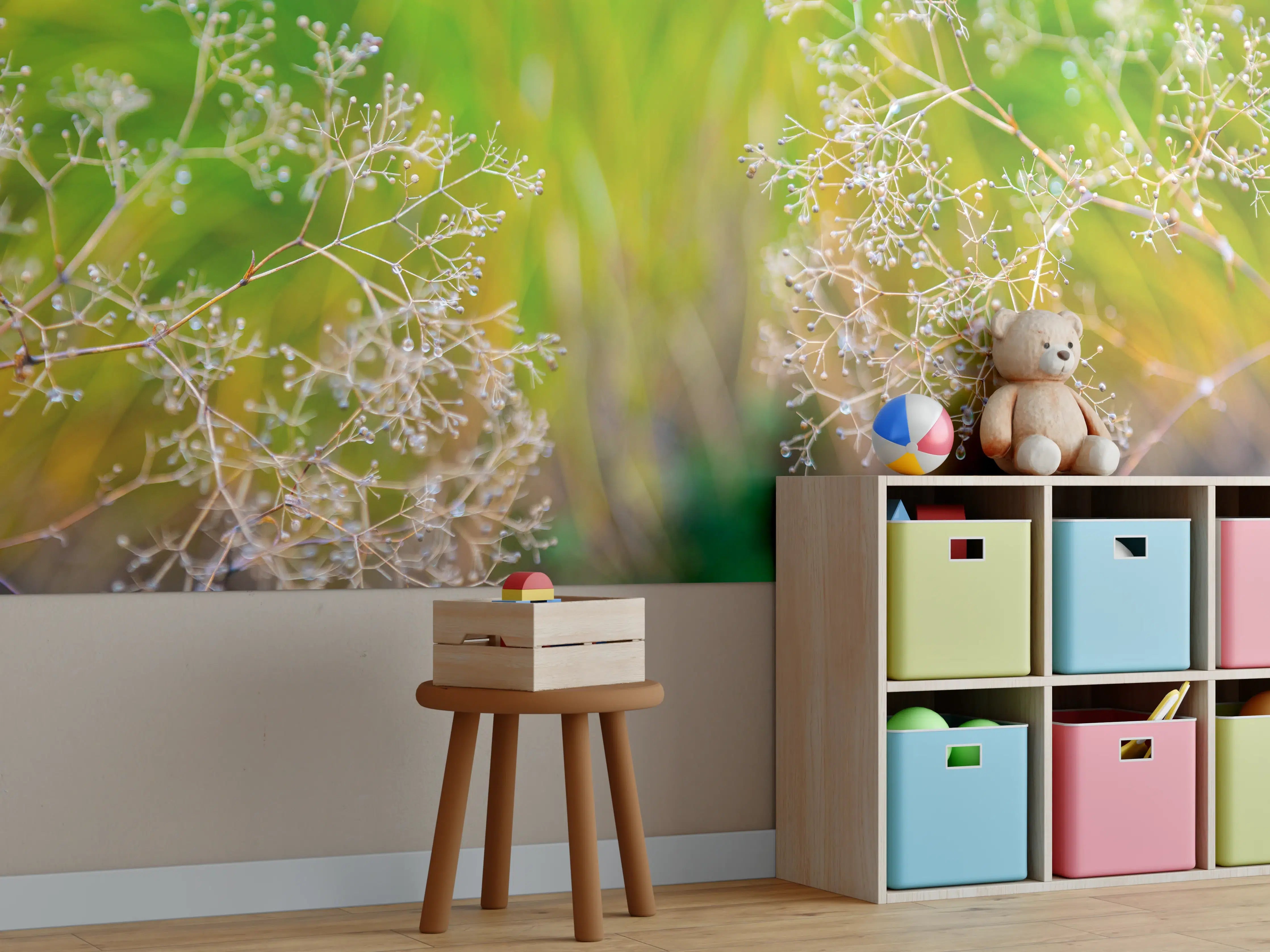 Kinderzimmer Wandgestaltung - Herbstliche Trockenblumen