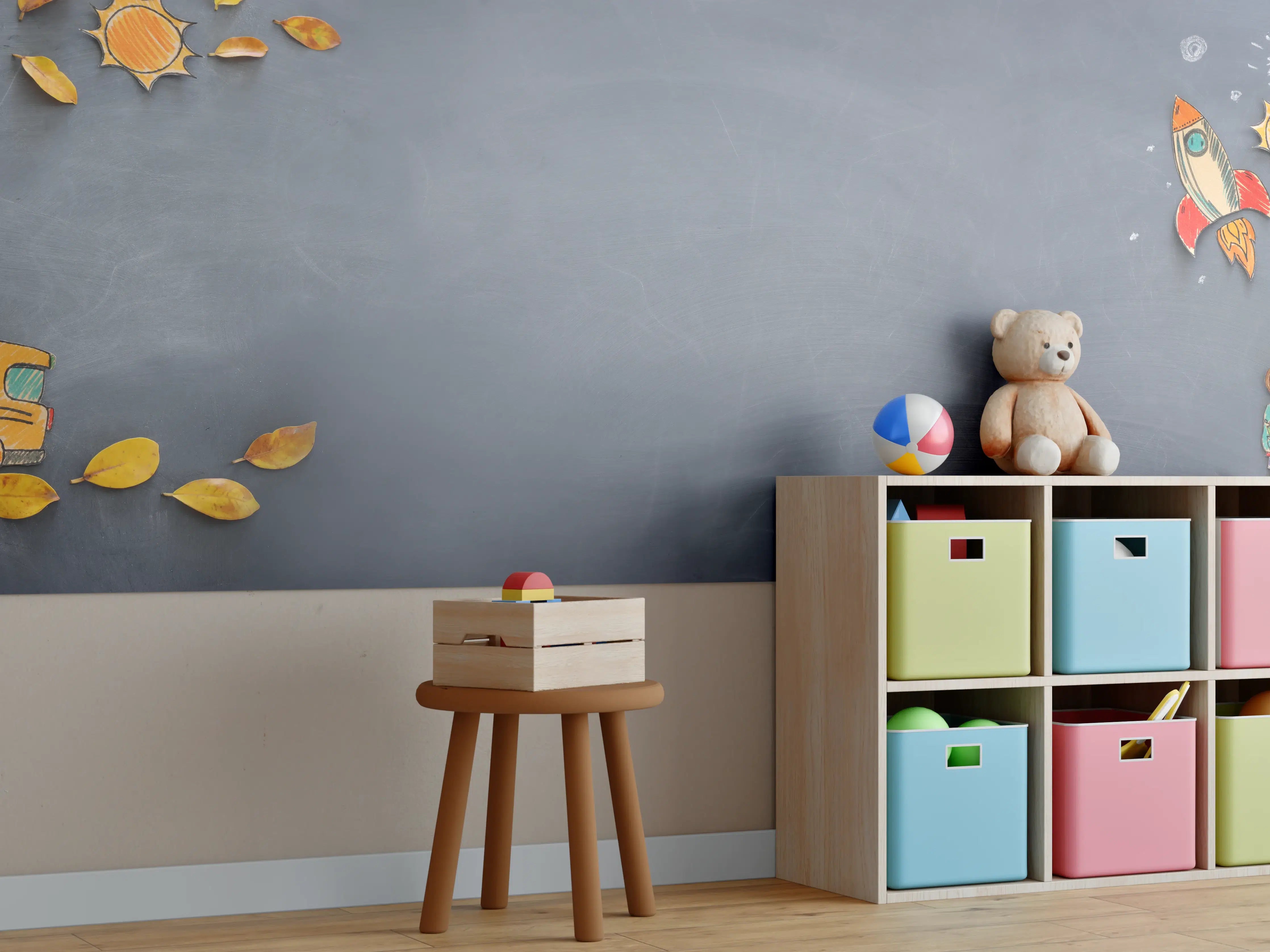 Kinderzimmer Wandgestaltung - Herbstlicher Schulbus-Design