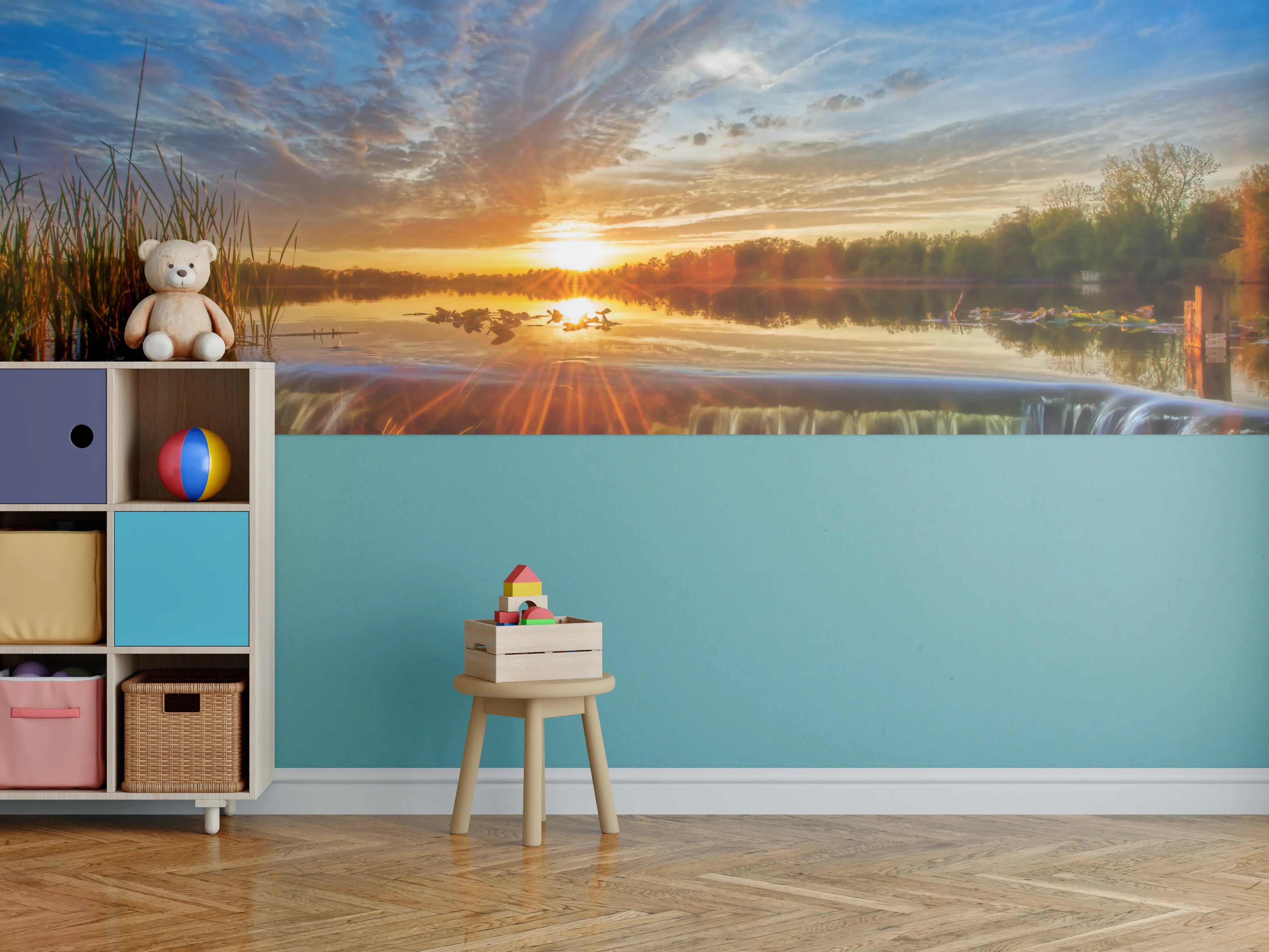 Kinderzimmer Wandgestaltung - Herbstlicher Sonnenuntergang