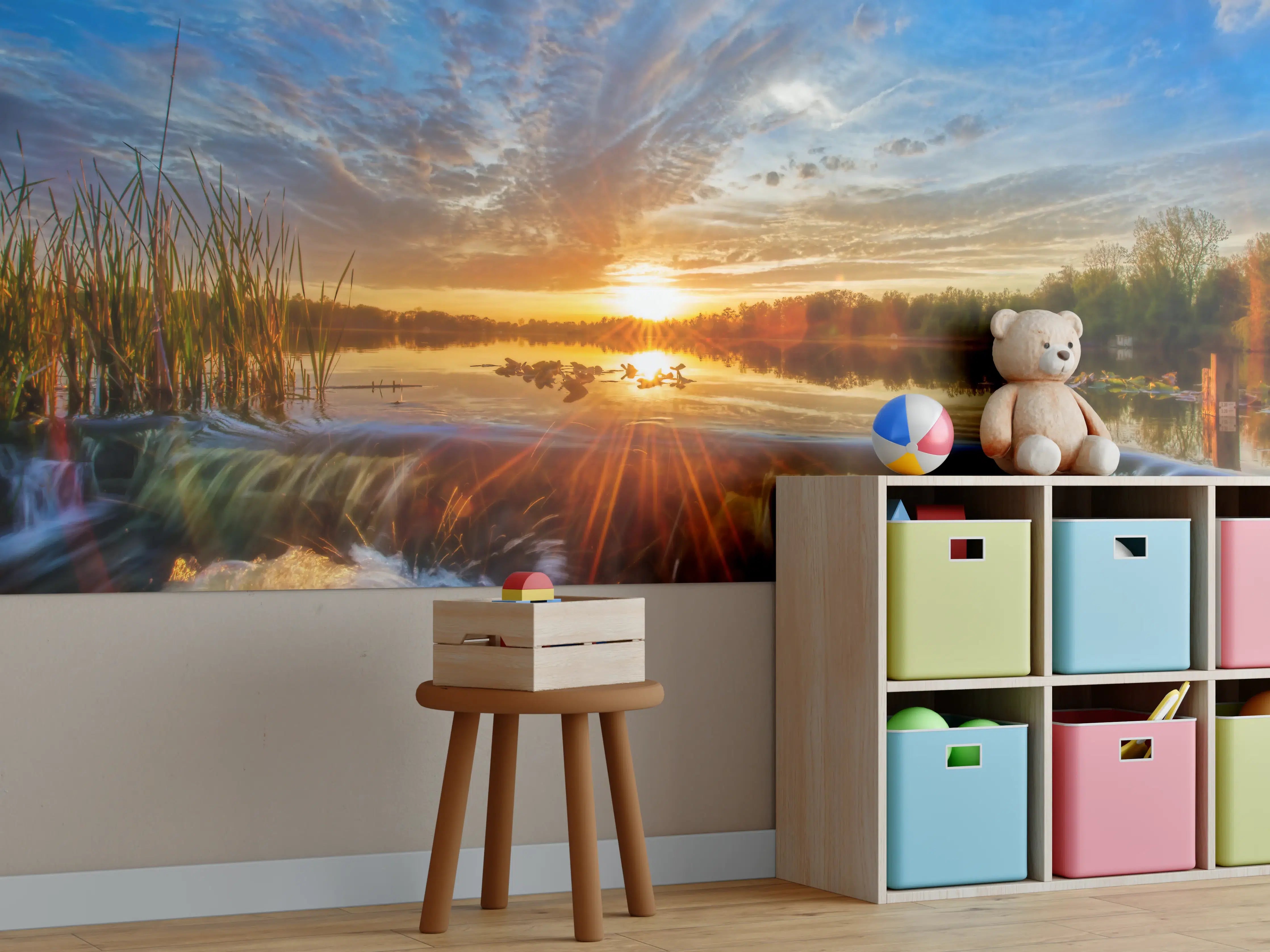 Kinderzimmer Wandgestaltung - Herbstlicher Sonnenuntergang