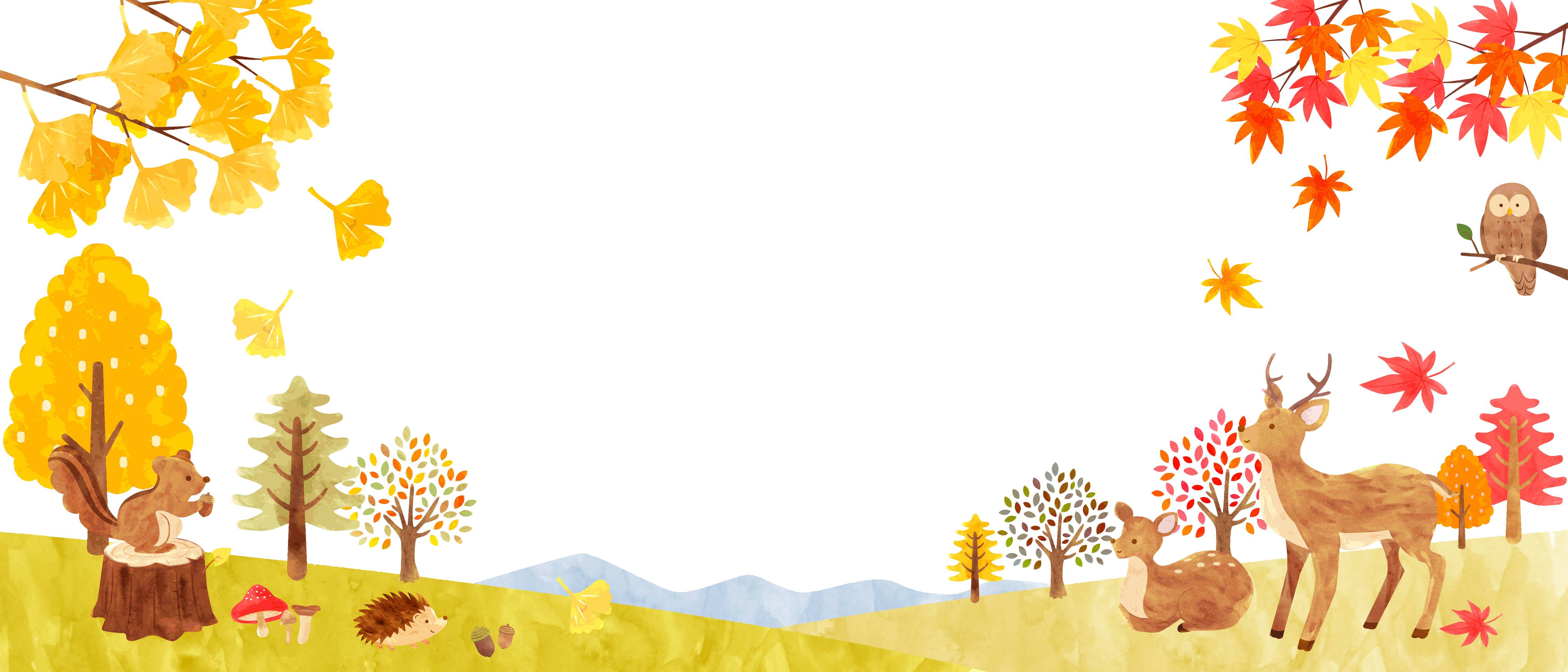 Kinderzimmer Wandgestaltung-Herbstwald Illustration