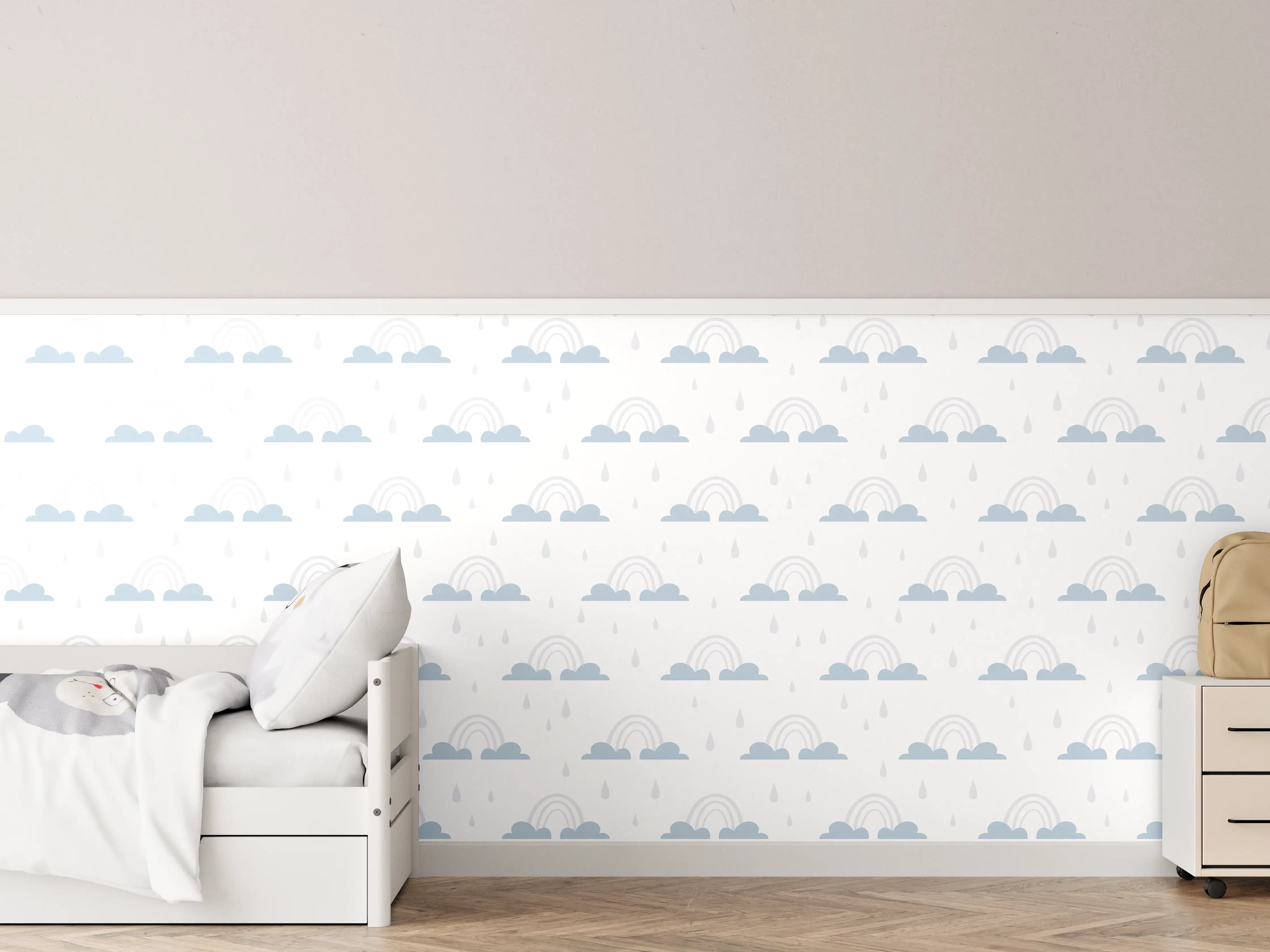 Kinderzimmer Wandgestaltung - Himmel mit Wolken in Pastellfarben