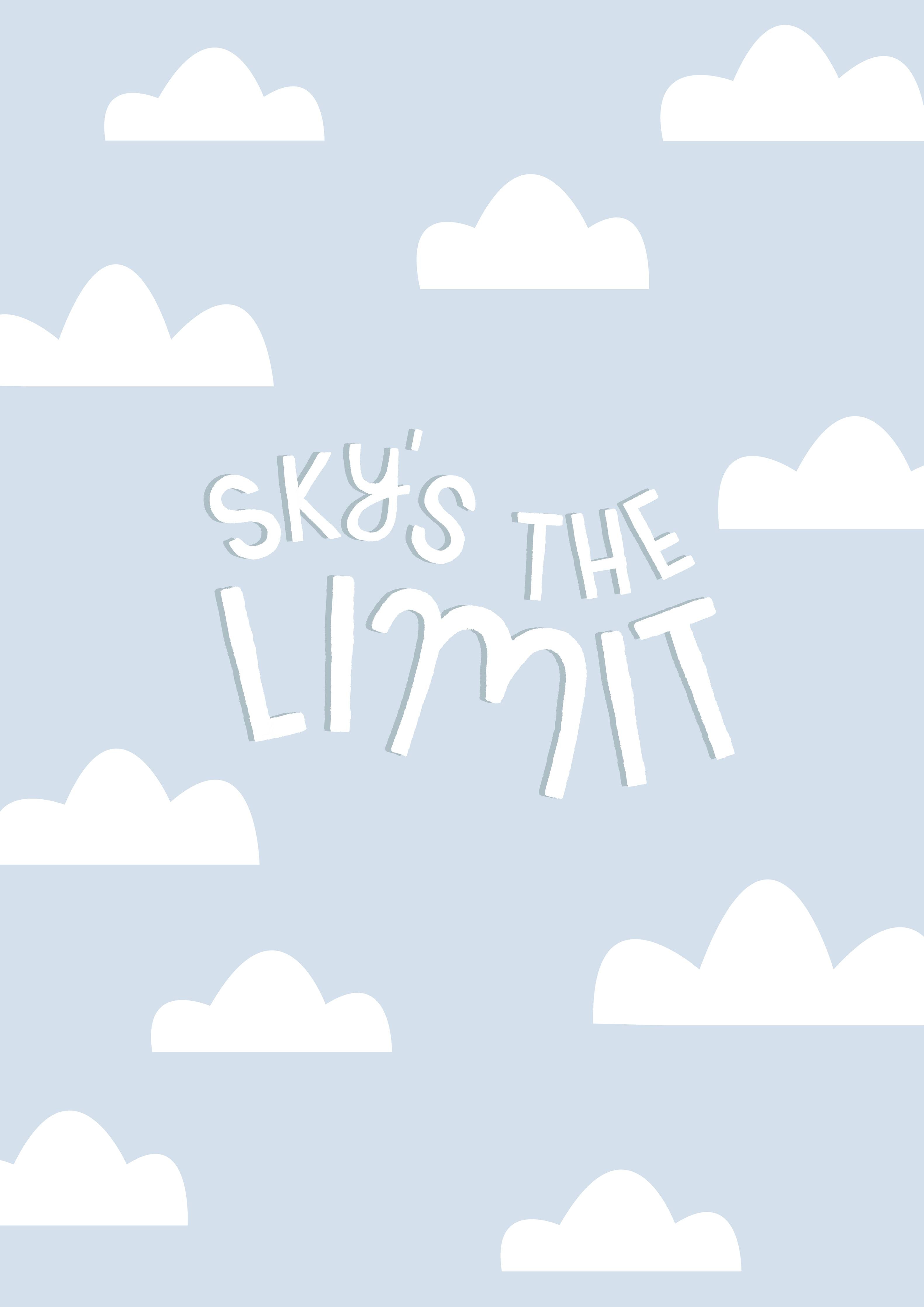 Kinderzimmer Wandgestaltung-Himmel mit Wolken und Inspiriertem Spruch