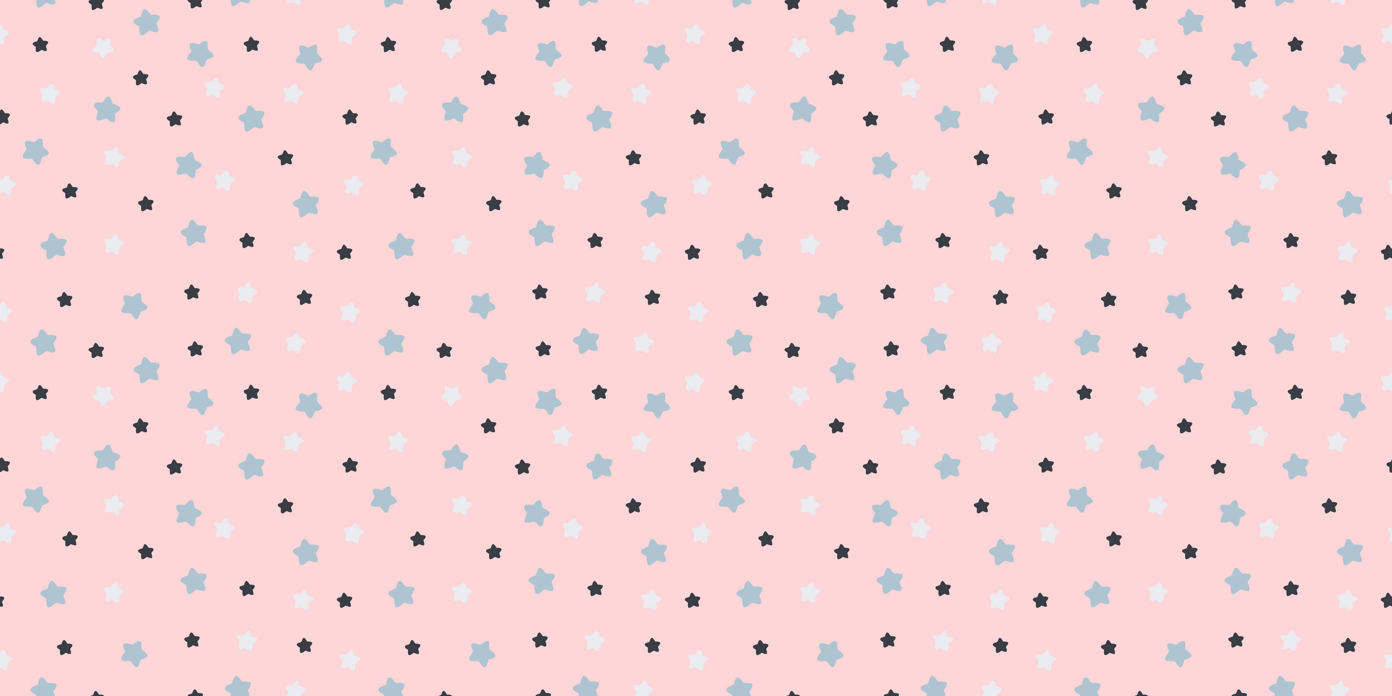 Kinderzimmer Wandgestaltung-Himmel mit bunten Sternen auf pinkem Hintergrund