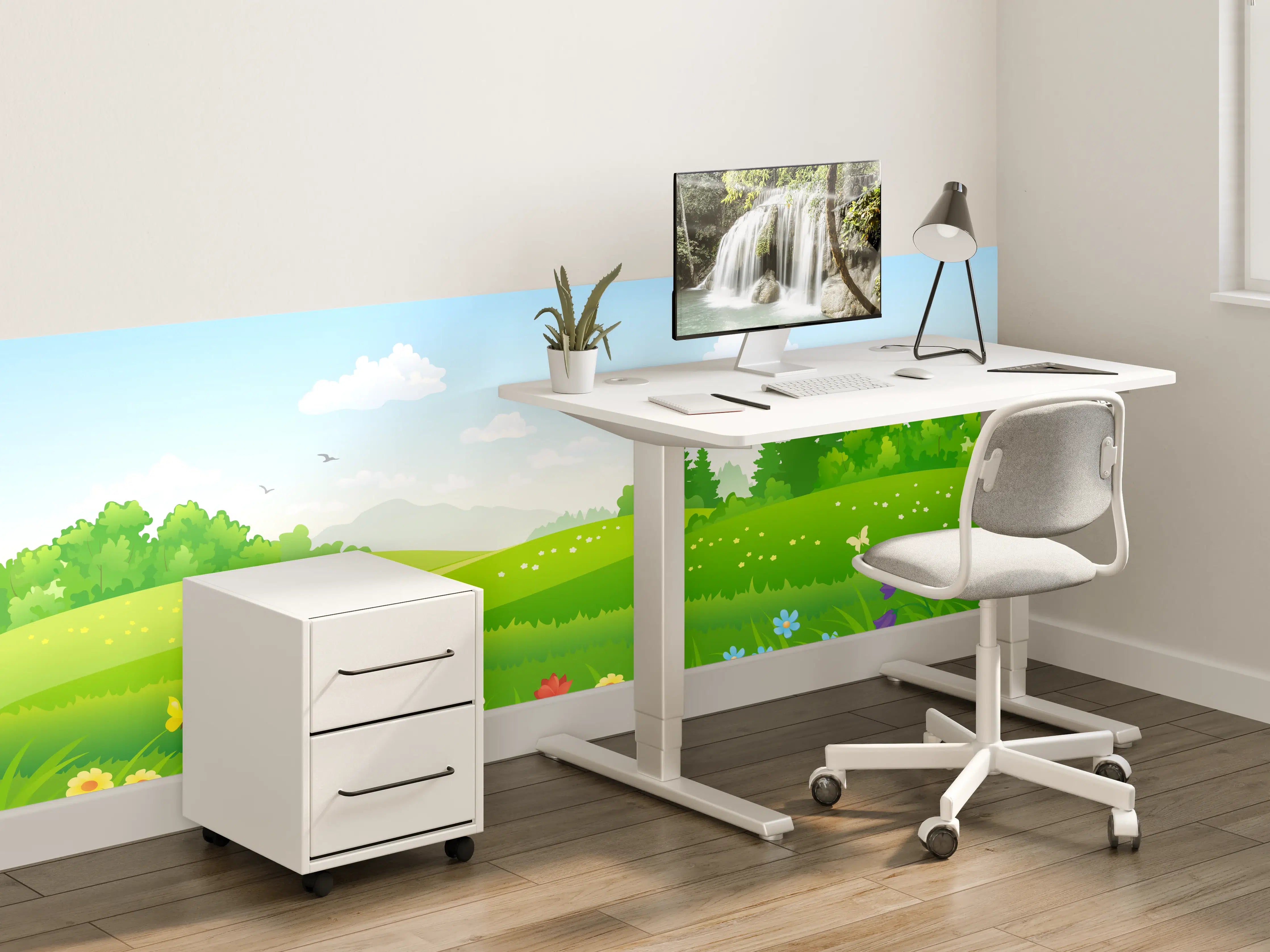 Kinderzimmer Wandgestaltung - Himmel und Blumenwiese im Frühling
