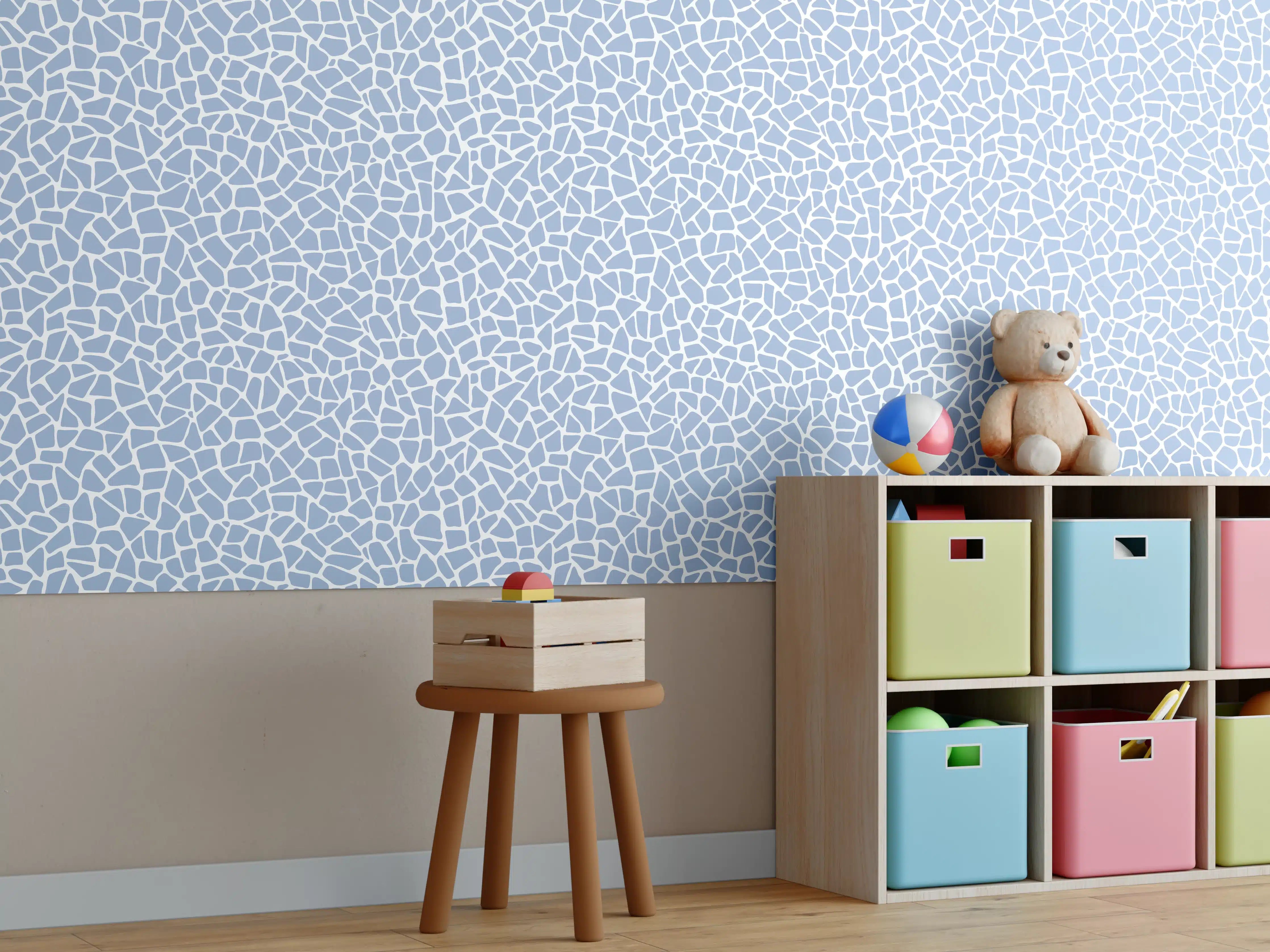 Kinderzimmer Wandgestaltung - Himmelblaue Fliesen-Textur