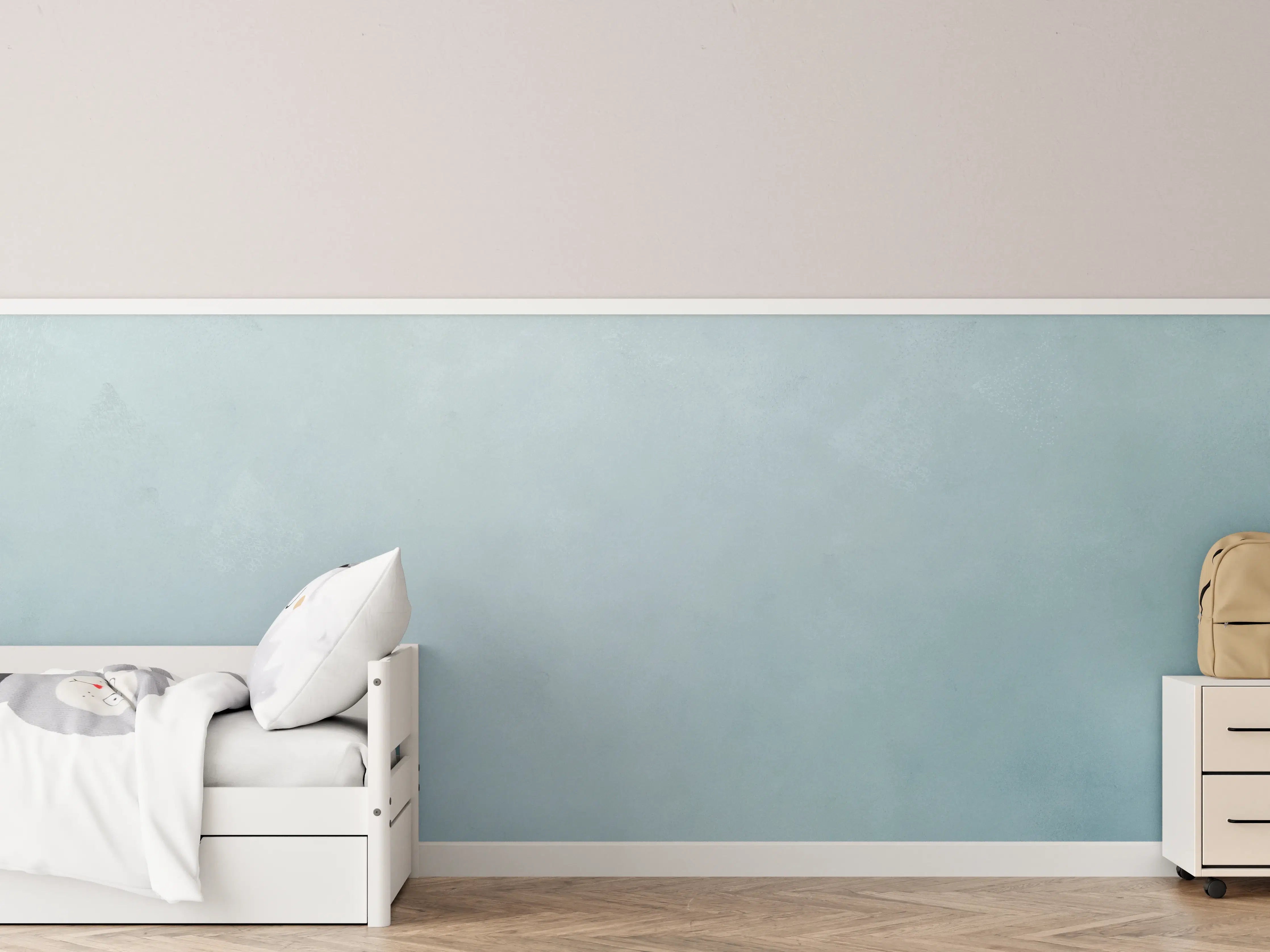 Kinderzimmer Wandgestaltung - Himmelblaue Wand mit sanfter Textur