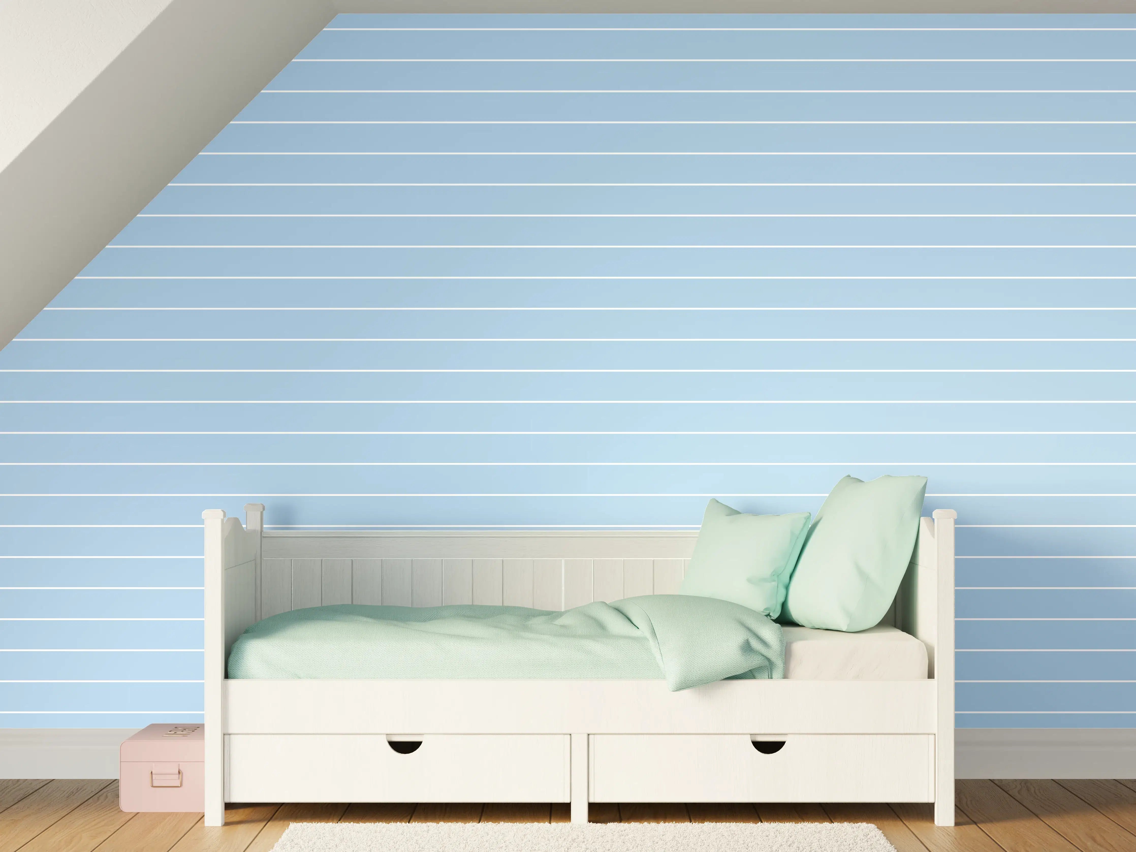 Kinderzimmer Wandgestaltung - Himmelblauer Himmel mit Linien