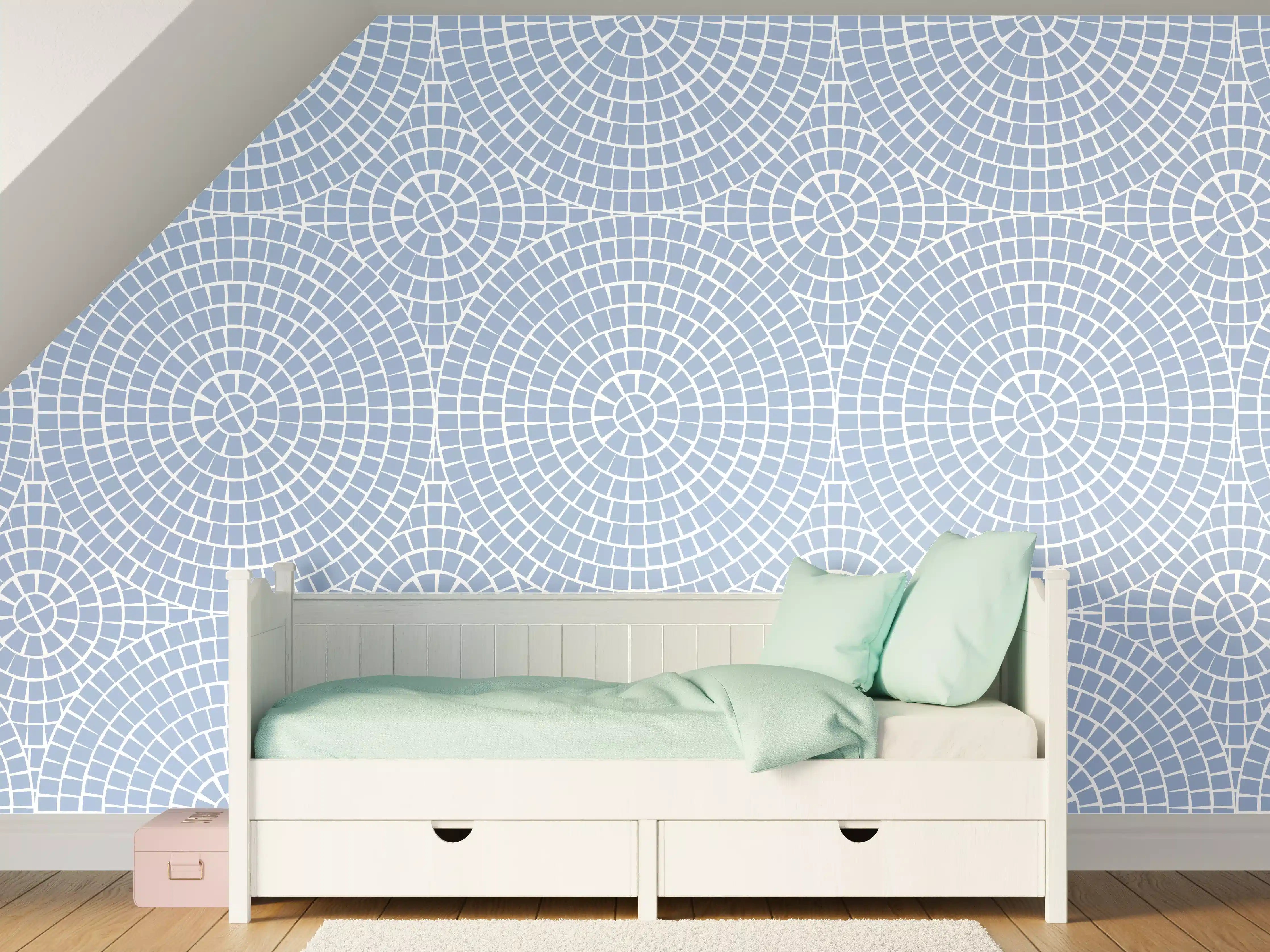 Kinderzimmer Wandgestaltung - Himmelblauer Mosaikkunststoff