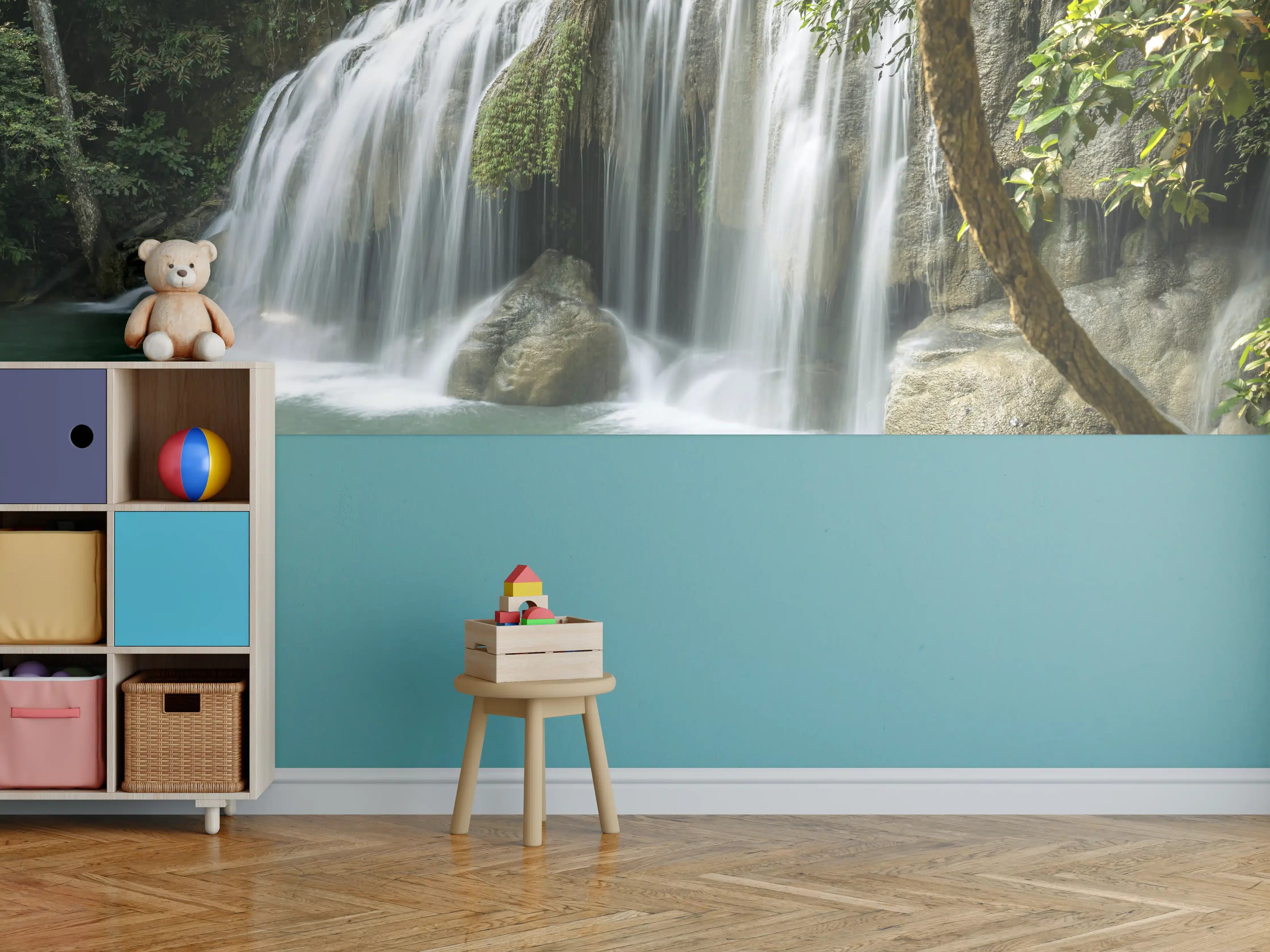 Kinderzimmer Wandgestaltung - Himmlischer Erawan-Wasserfall - Thailand