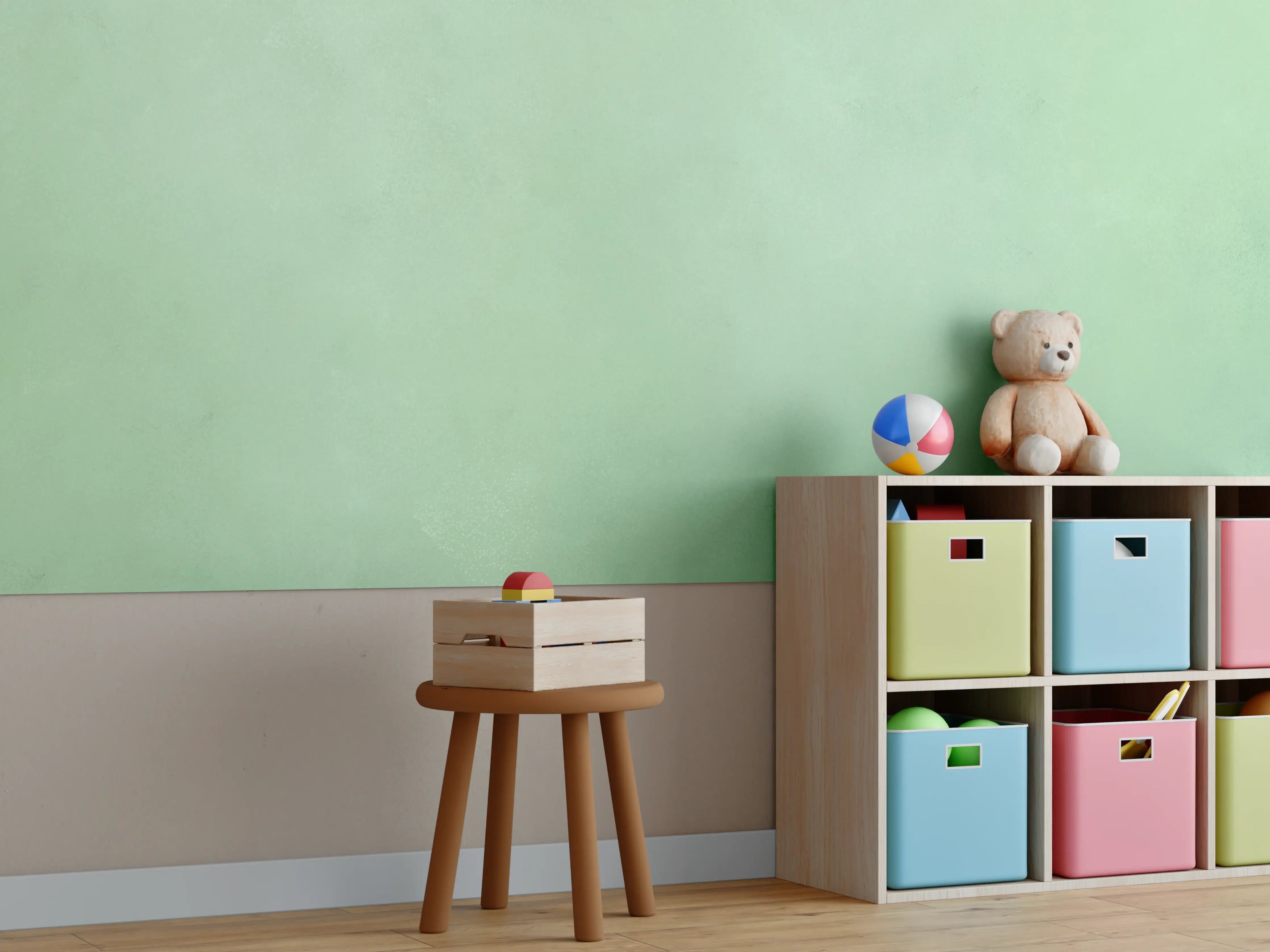 Kinderzimmer Wandgestaltung - Hintergrund in sanftem Grünton