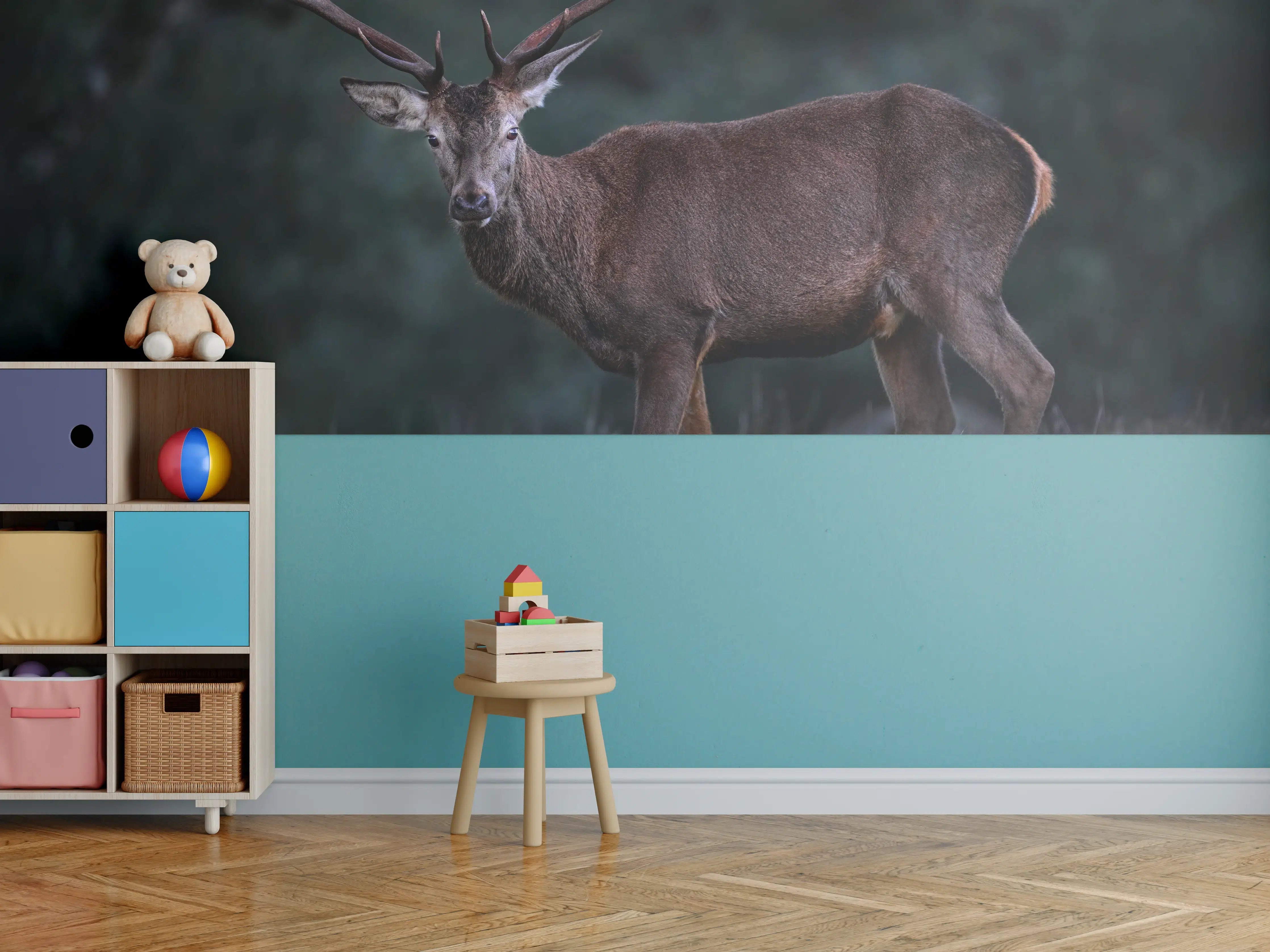 Kinderzimmer Wandgestaltung - Hirsche Gebirge Sierra de Andujar