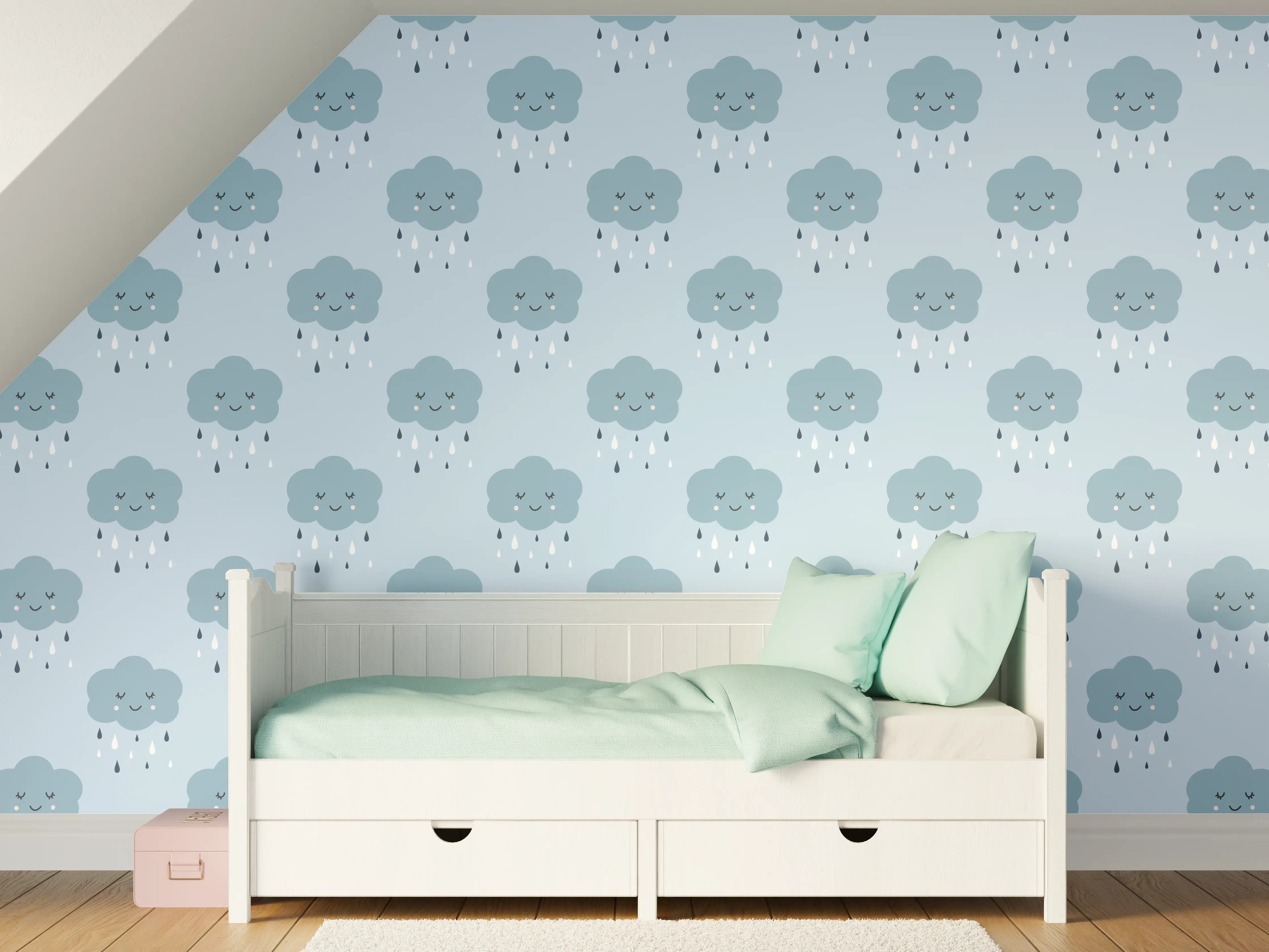 Kinderzimmer Wandgestaltung - Hirschköpfe mit Sternenmuster in Blau