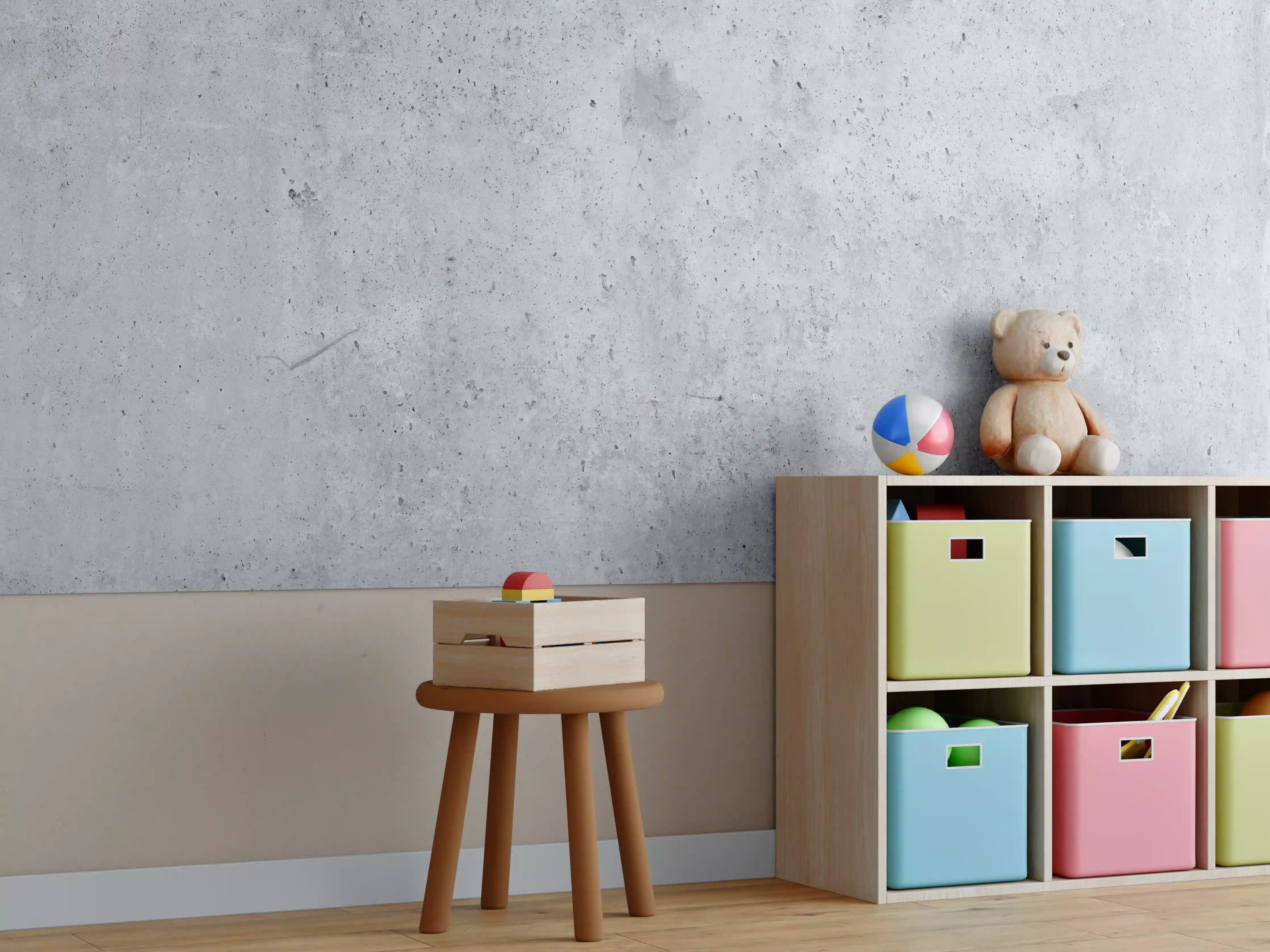 Kinderzimmer Wandgestaltung - Hochauflösende Beton-Tapete