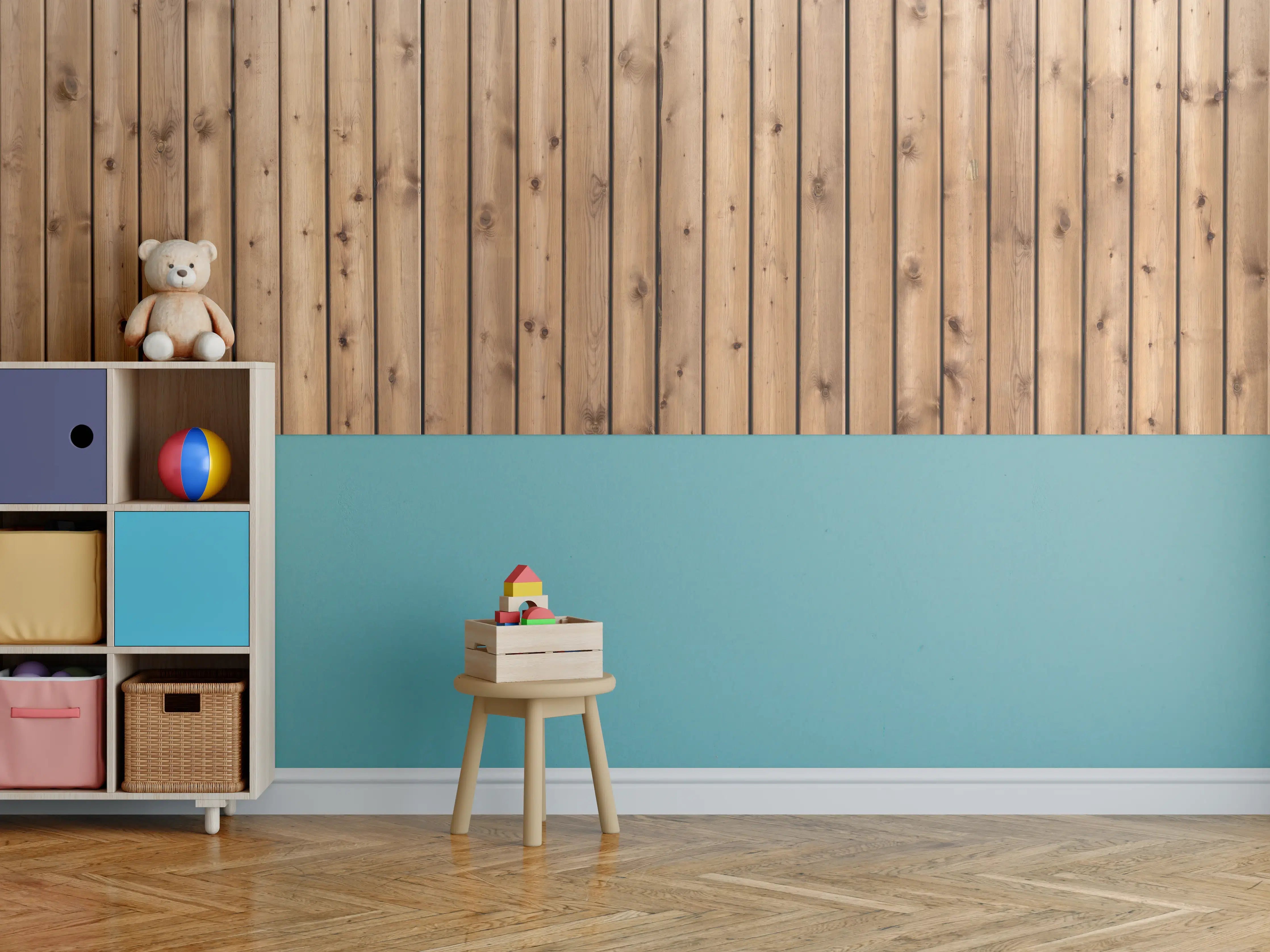 Kinderzimmer Wandgestaltung - Hochauflösende Holzbrett-Struktur