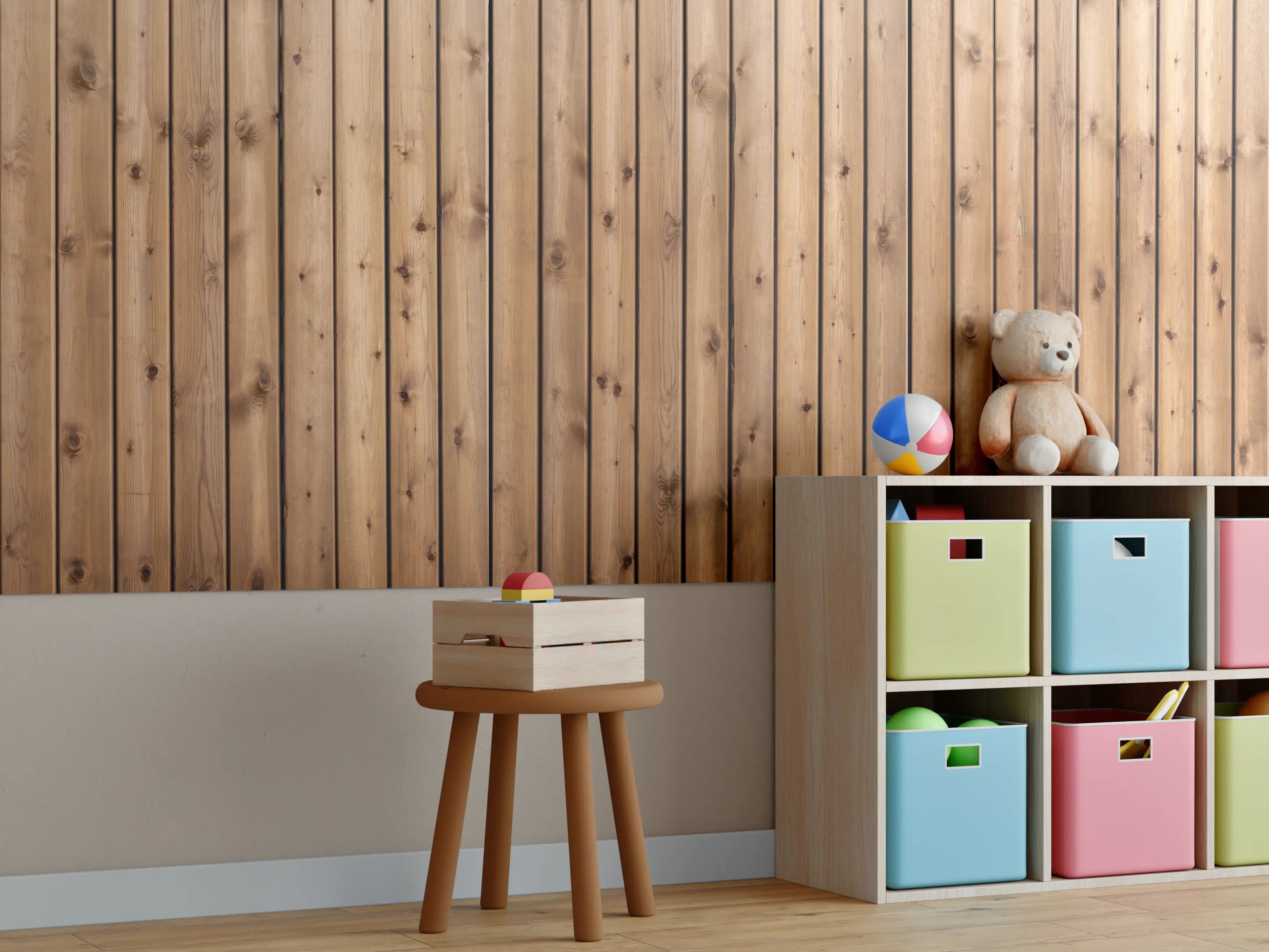 Kinderzimmer Wandgestaltung - Hochauflösende Holzbrett-Struktur