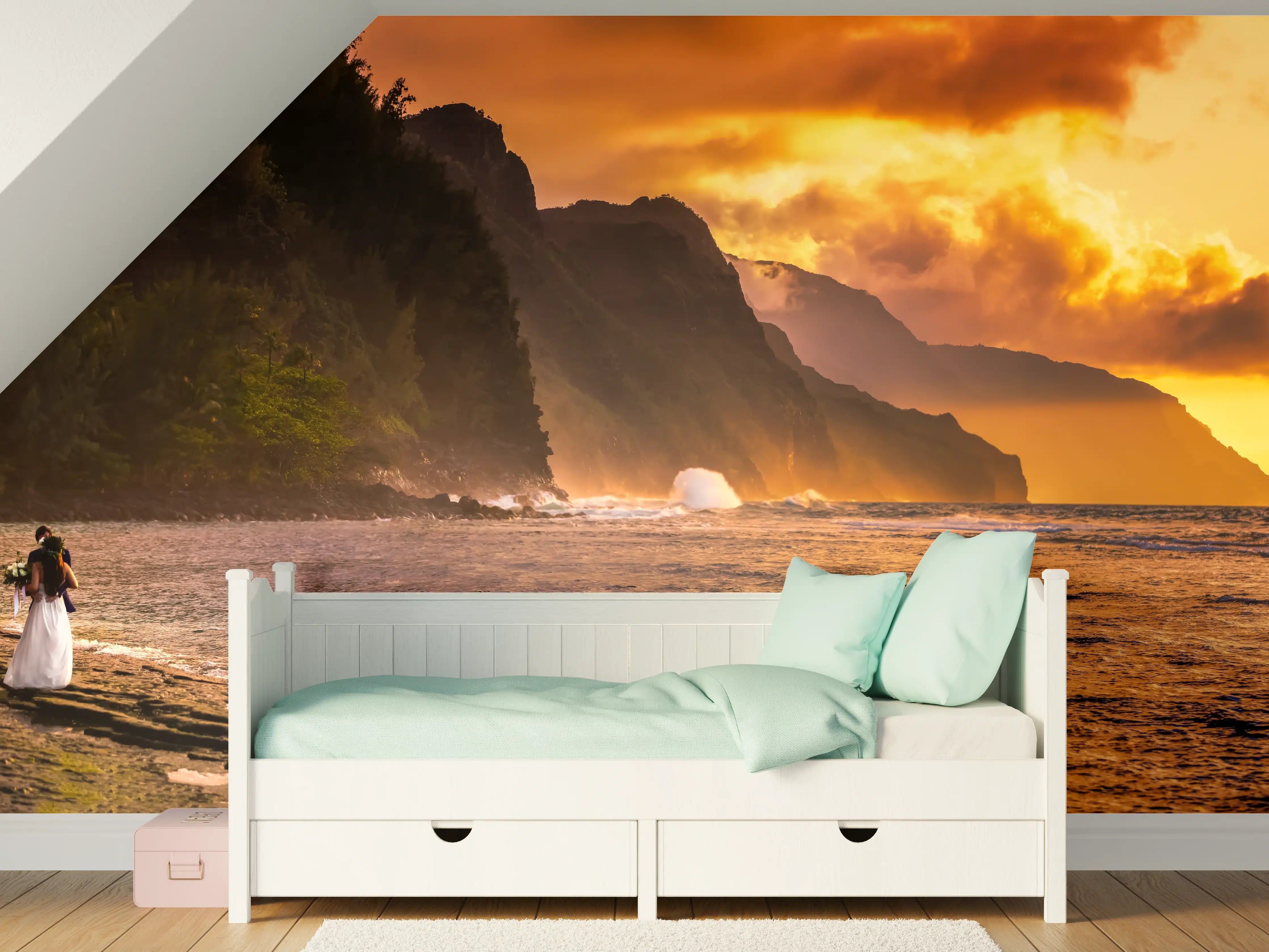Kinderzimmer Wandgestaltung - Hochzeitspaar auf Hawaii