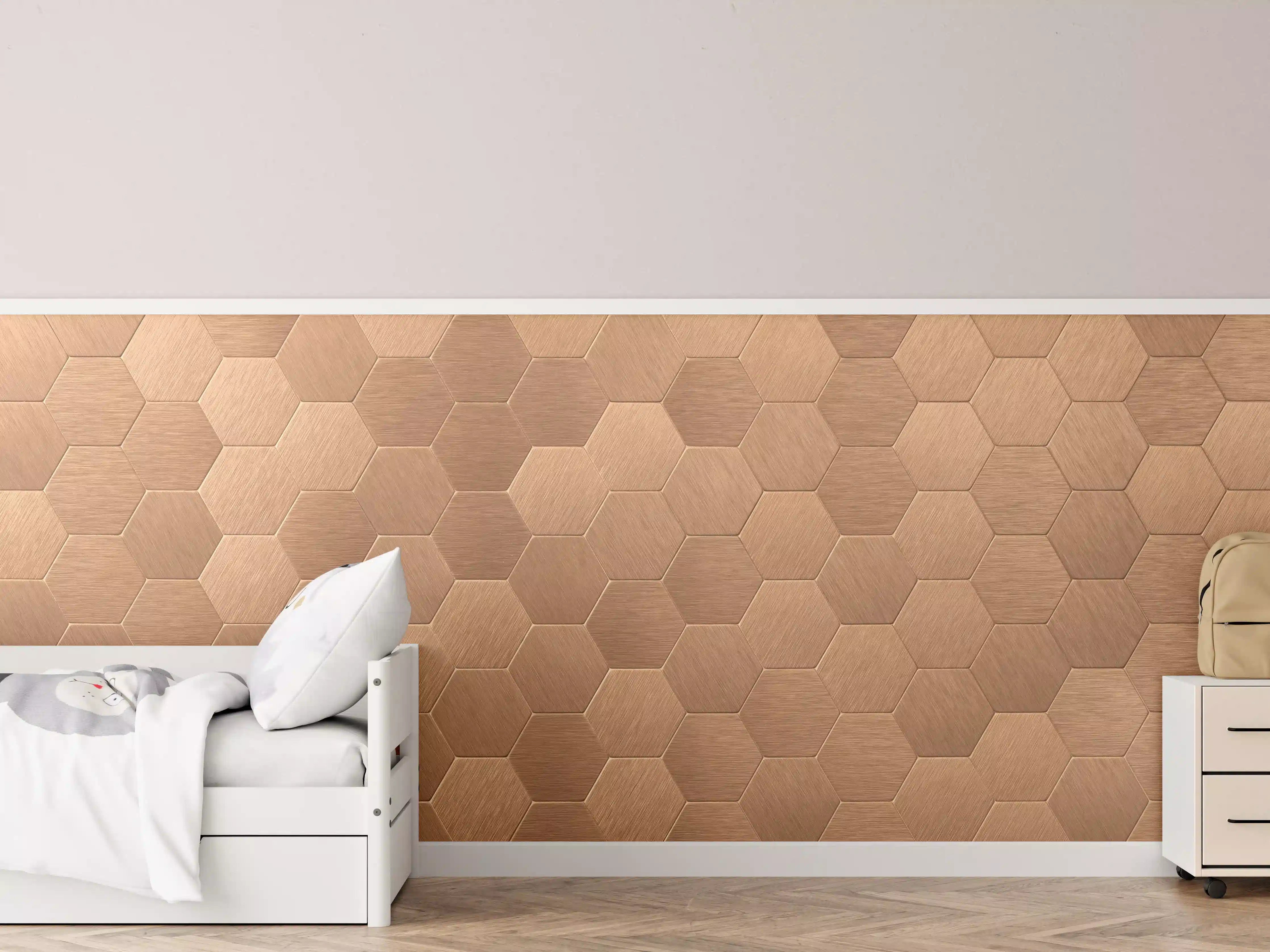 Kinderzimmer Wandgestaltung - Hölzermuster in warmen Braun- und Beigetönen