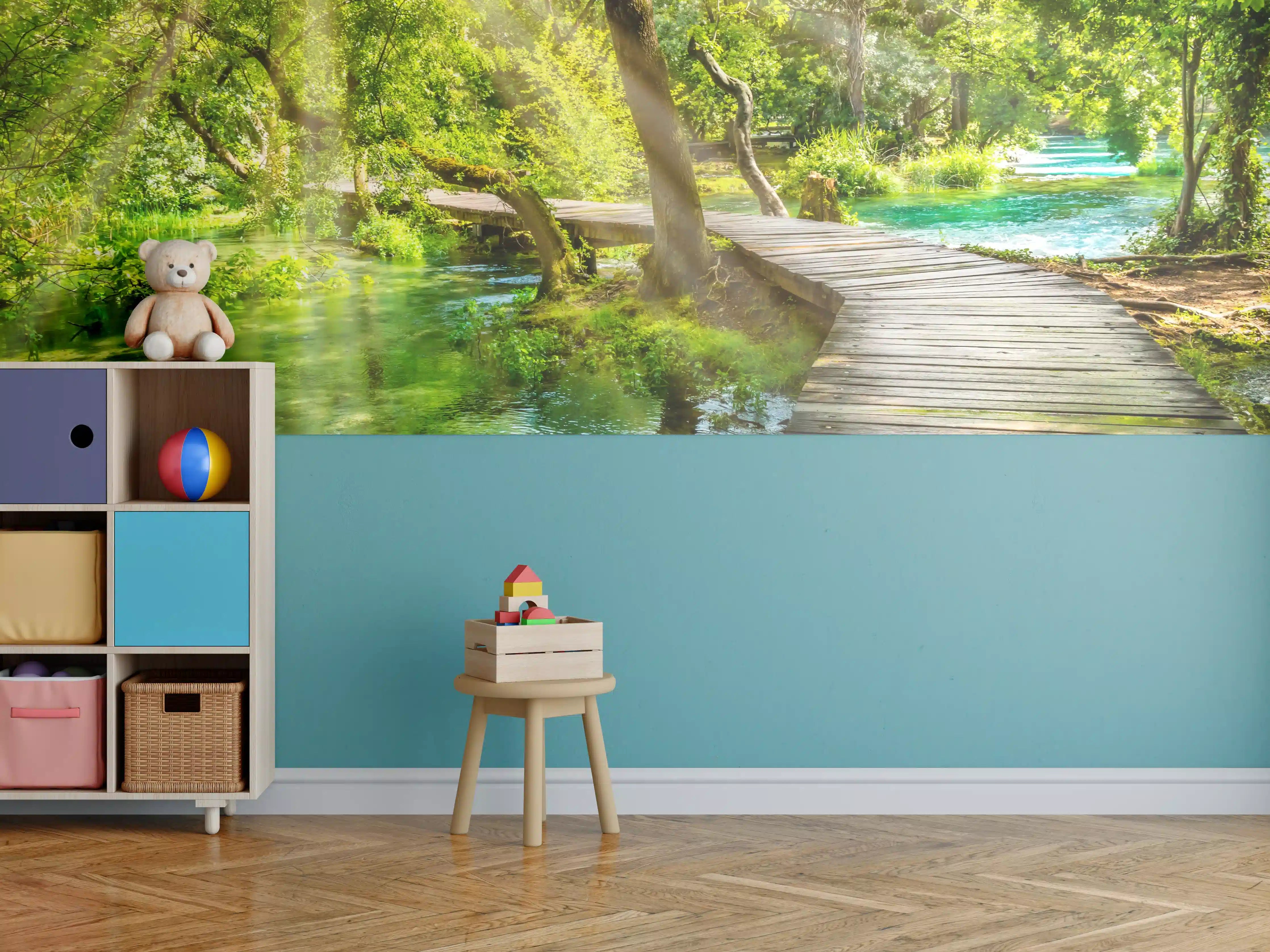 Kinderzimmer Wandgestaltung - Hölzerner Fußweg über Fluss - Kroatien