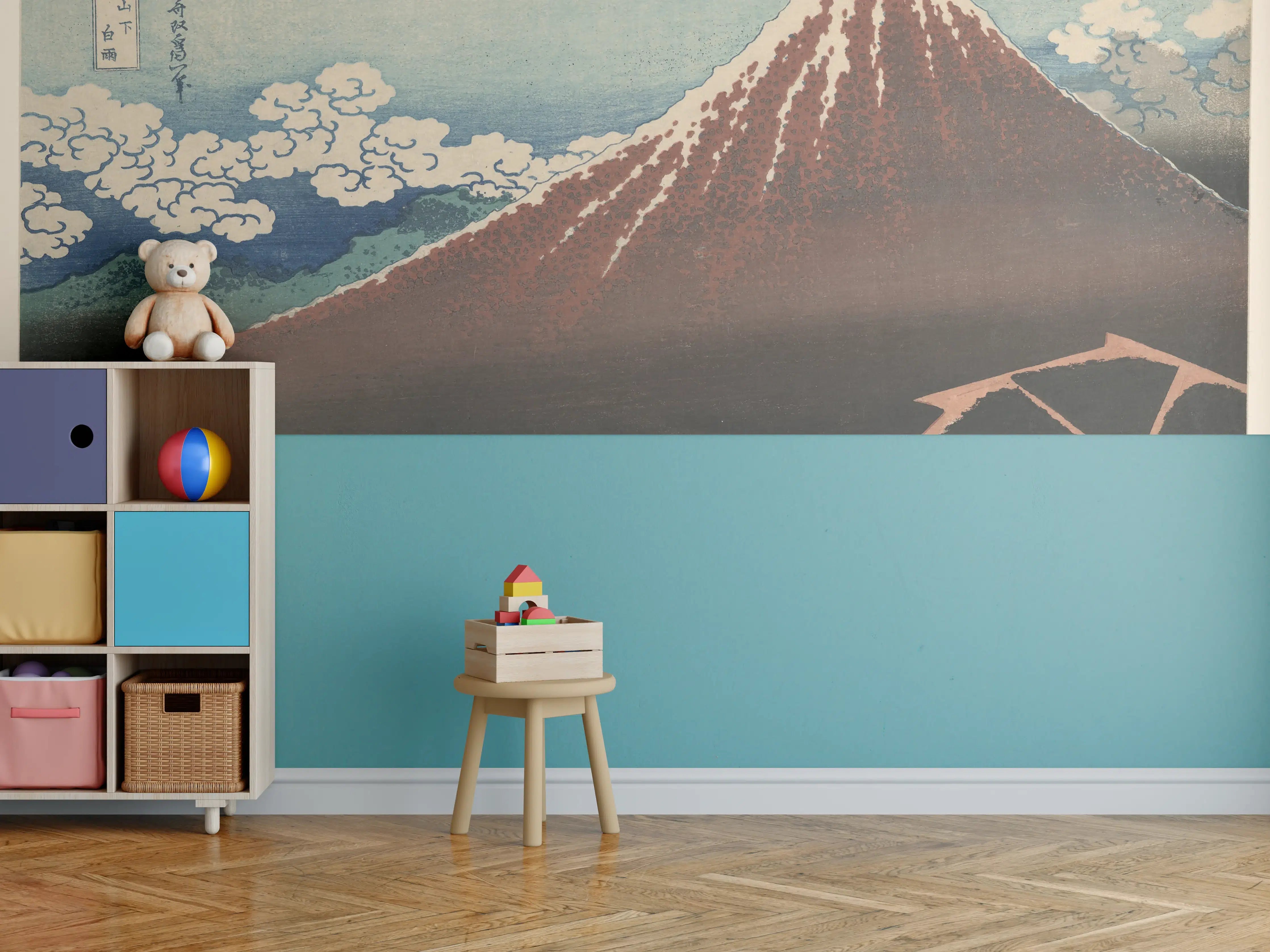 Kinderzimmer Wandgestaltung - Hokusai Fuji Berglandschaft