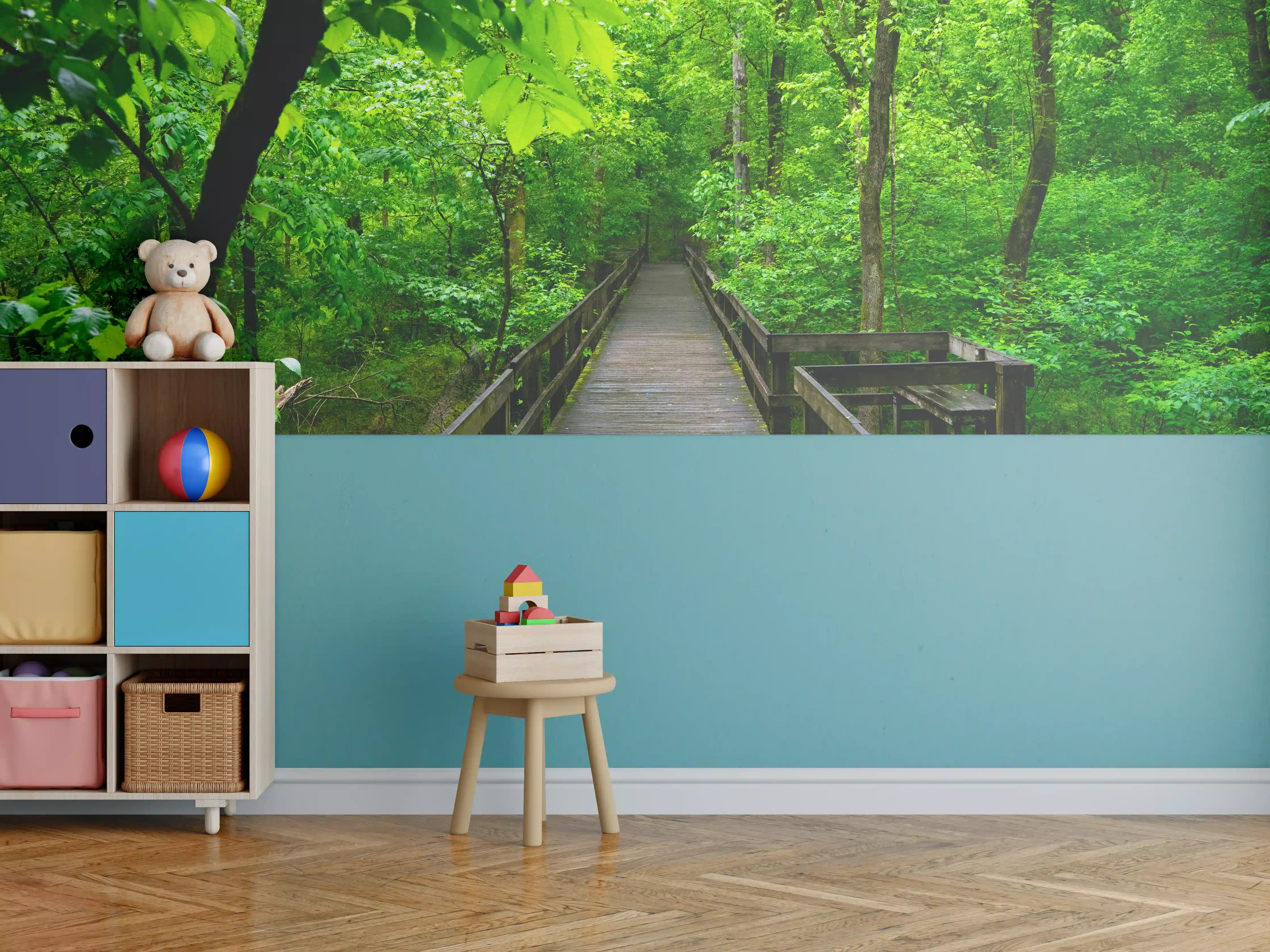 Kinderzimmer Wandgestaltung - Holzbrücke im Wald - Congaree Nationalpark