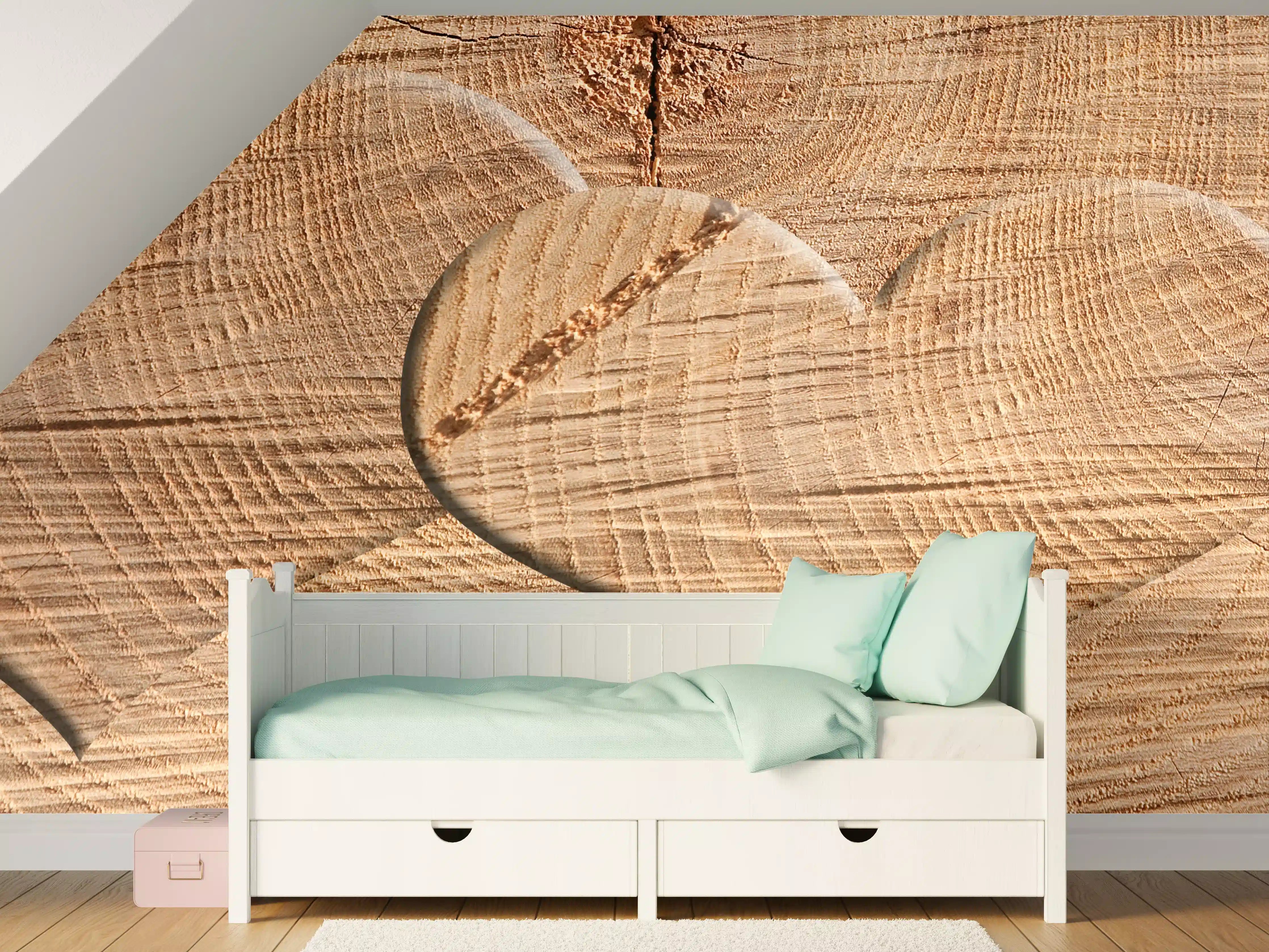 Kinderzimmer Wandgestaltung - Holzherz mit natürlicher Maserung