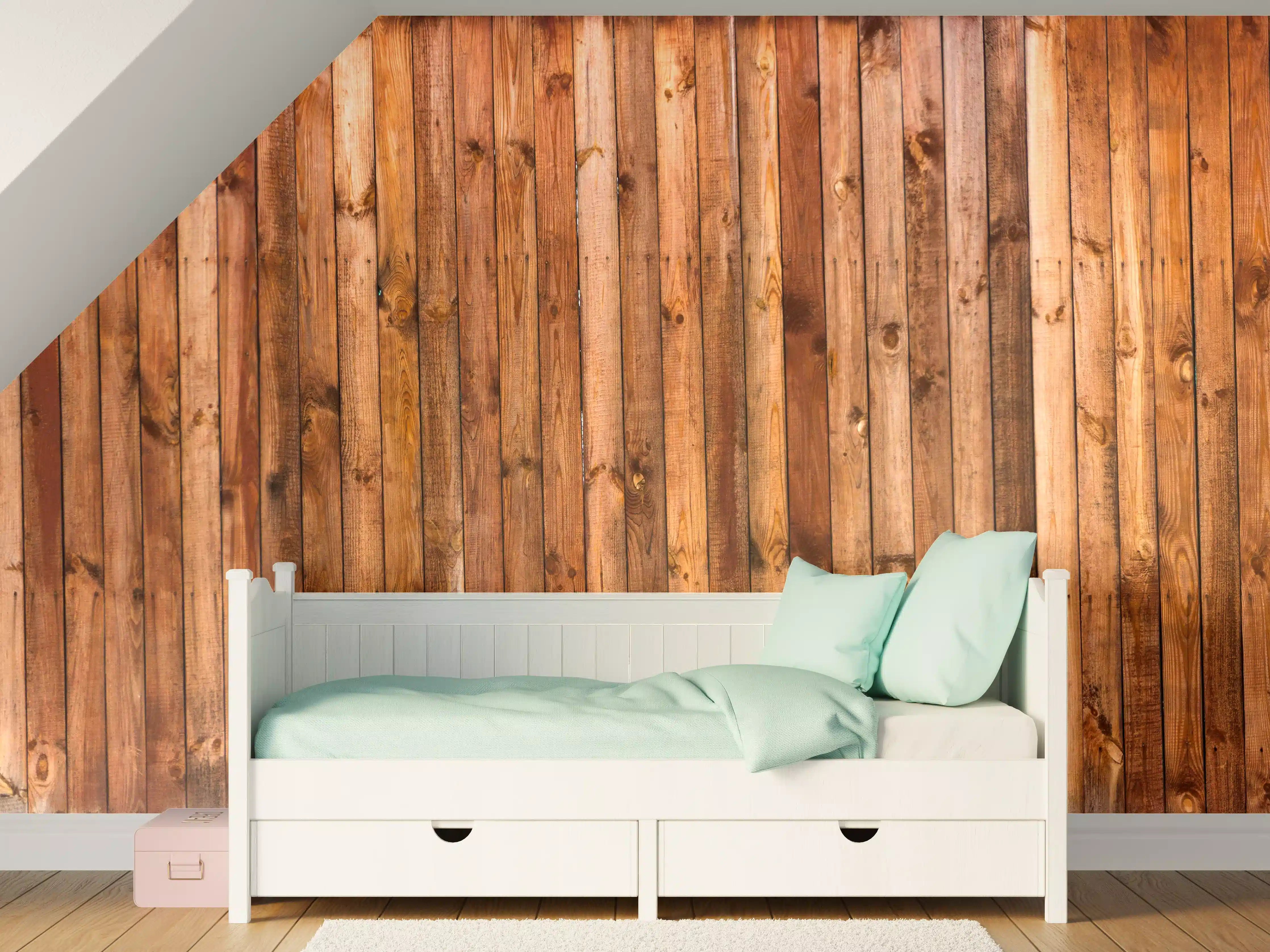 Kinderzimmer Wandgestaltung - Holzstruktur Planken Panorama
