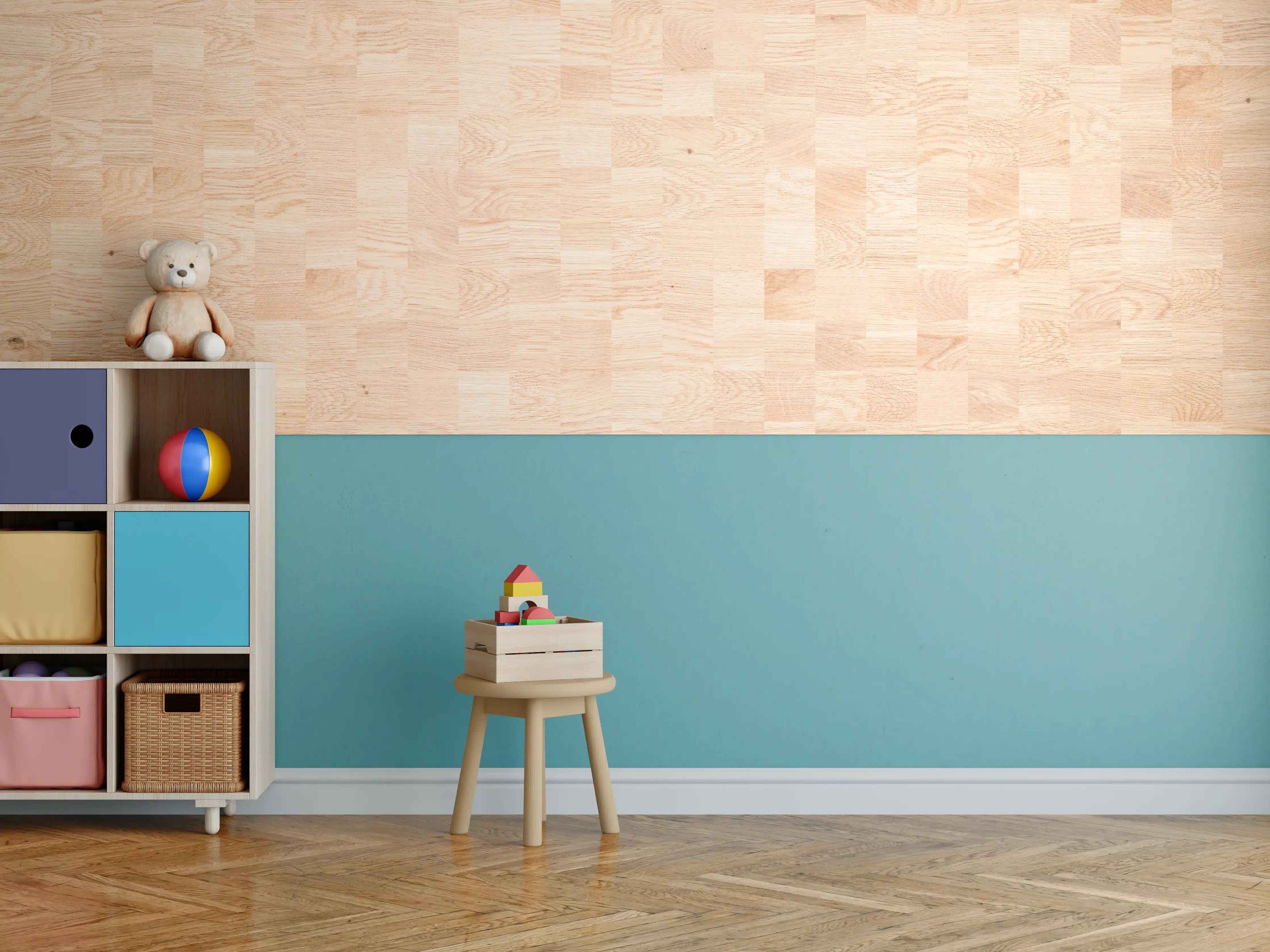 Kinderzimmer Wandgestaltung - Holztextur aus Eschenholz