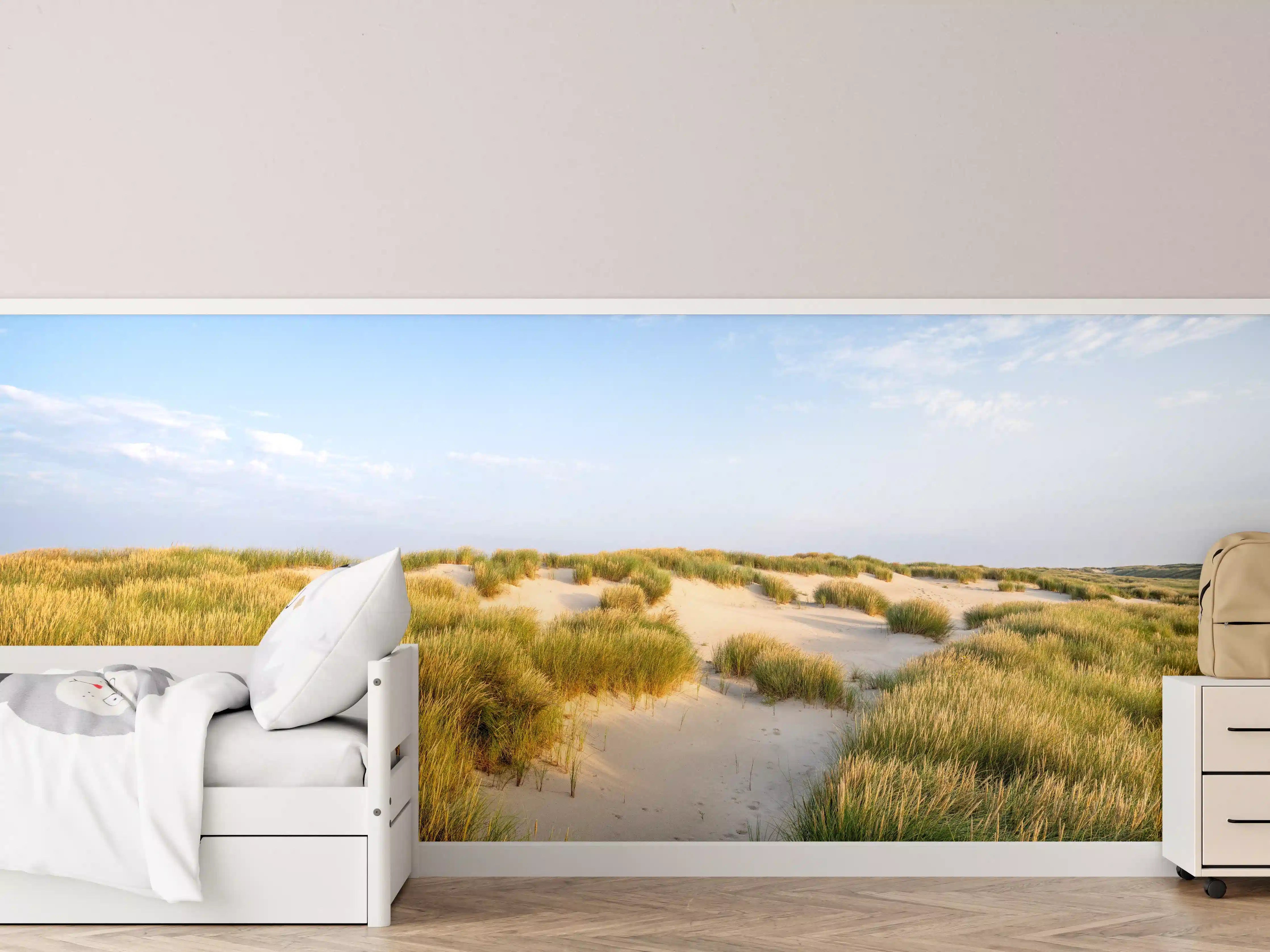 Kinderzimmer Wandgestaltung - Idyllische Dünenlandschaft mit goldenem Gras