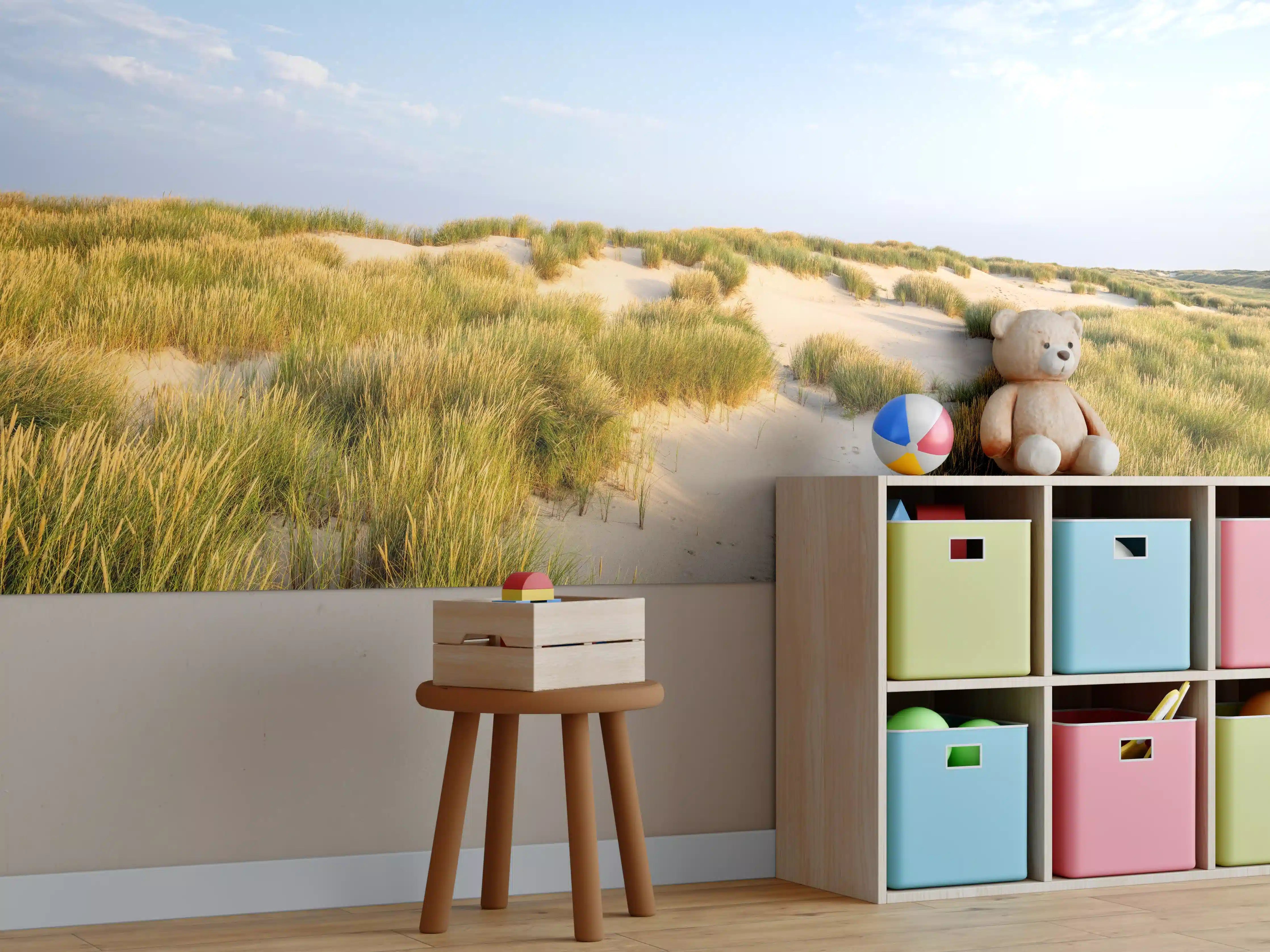 Kinderzimmer Wandgestaltung - Idyllische Dünenlandschaft mit goldenem Gras