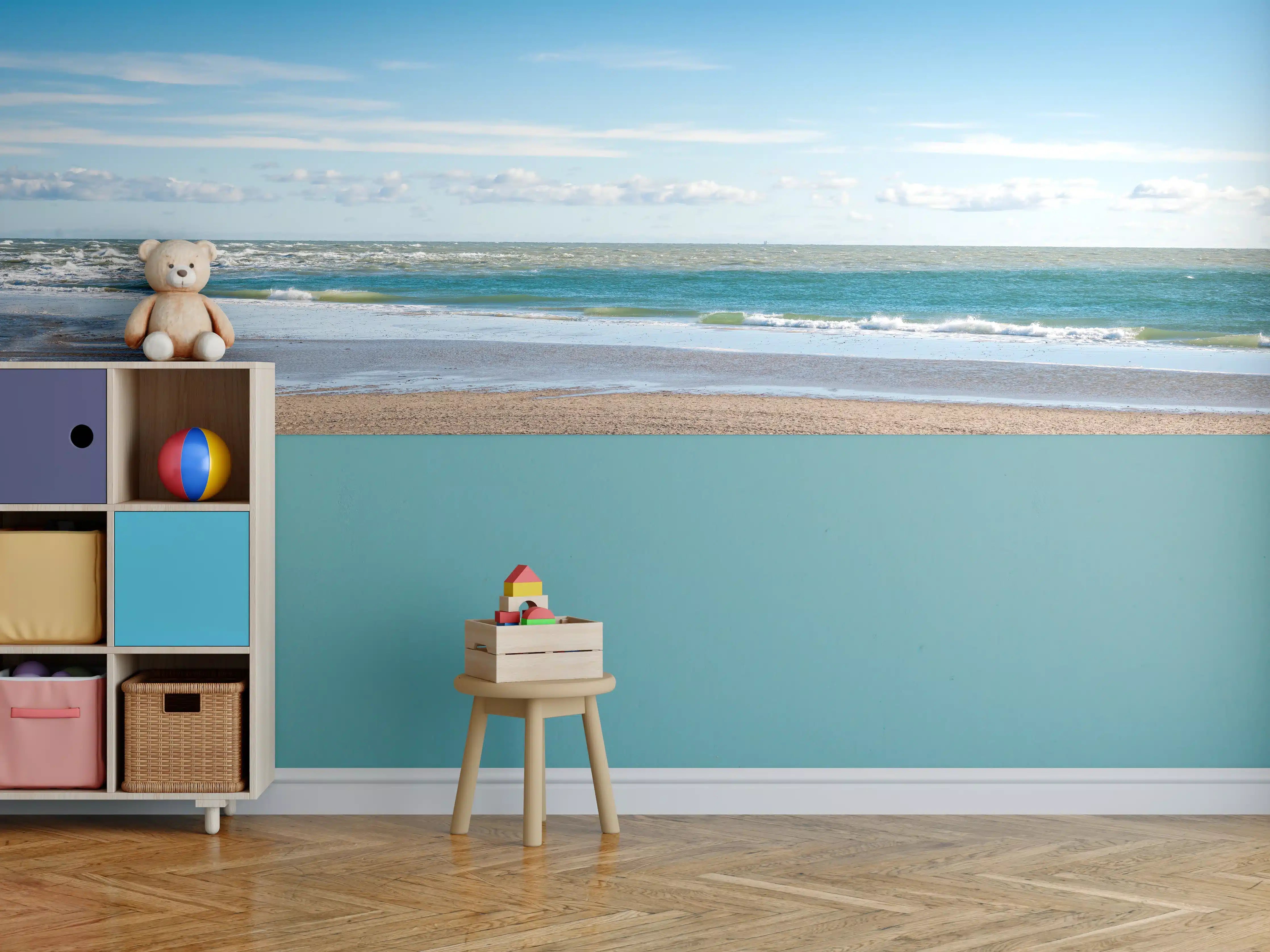 Kinderzimmer Wandgestaltung - Idyllische Küstenlandschaft mit sanften Wellen