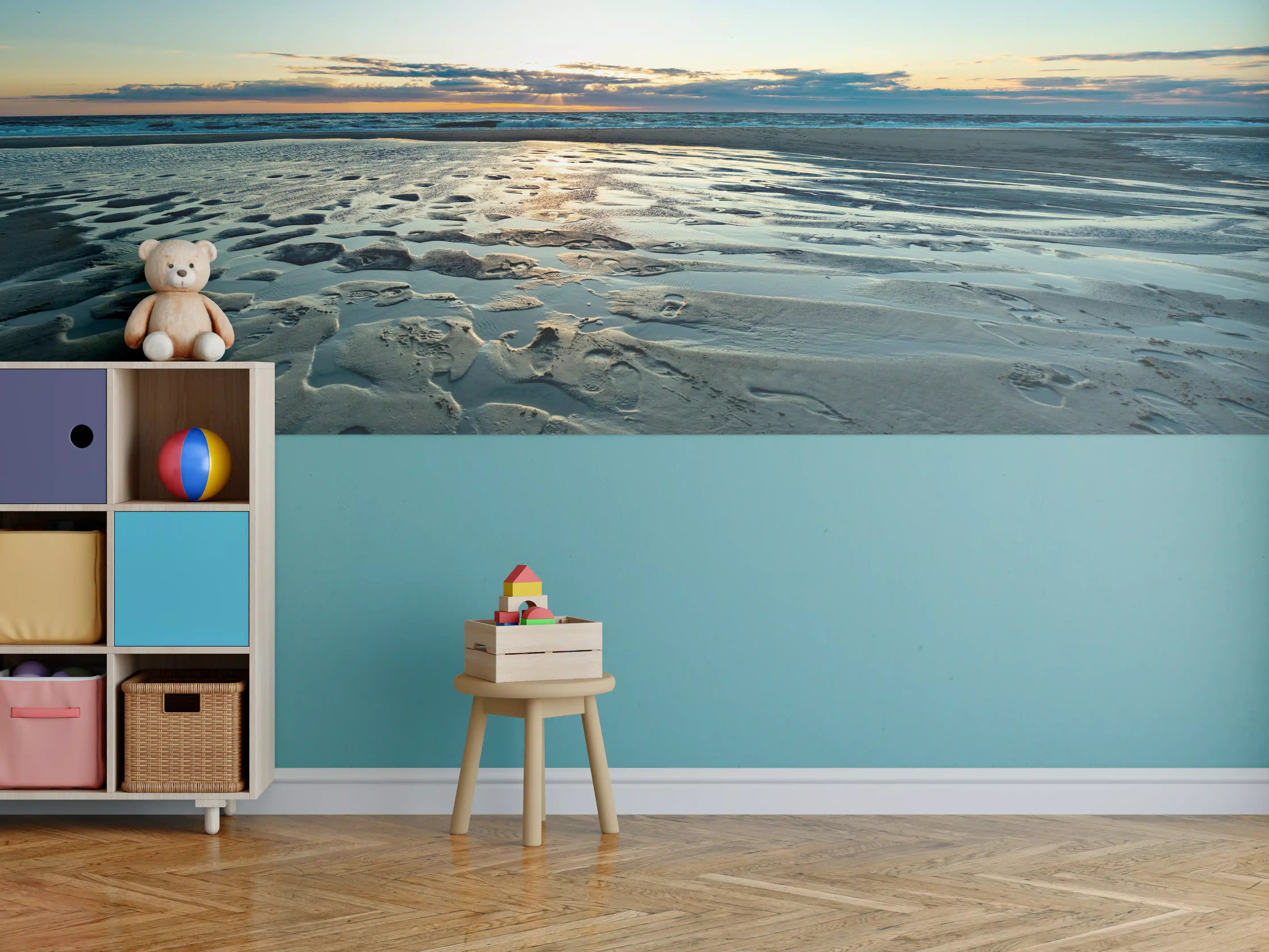Kinderzimmer Wandgestaltung - Idyllische Strandlandschaft bei Sonnenuntergang
