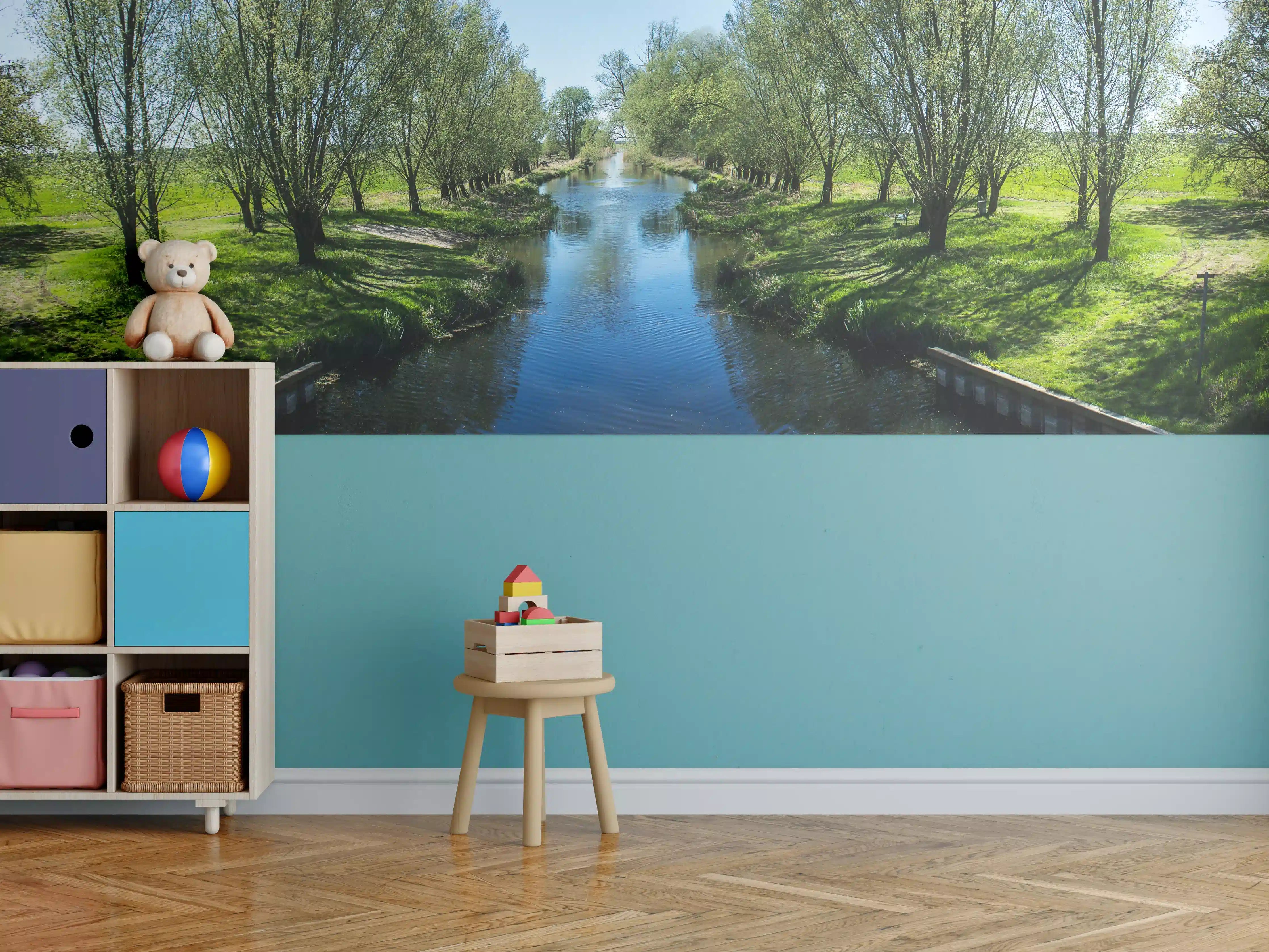 Kinderzimmer Wandgestaltung - Idyllischer Fluss in Sachsen-Anhalt