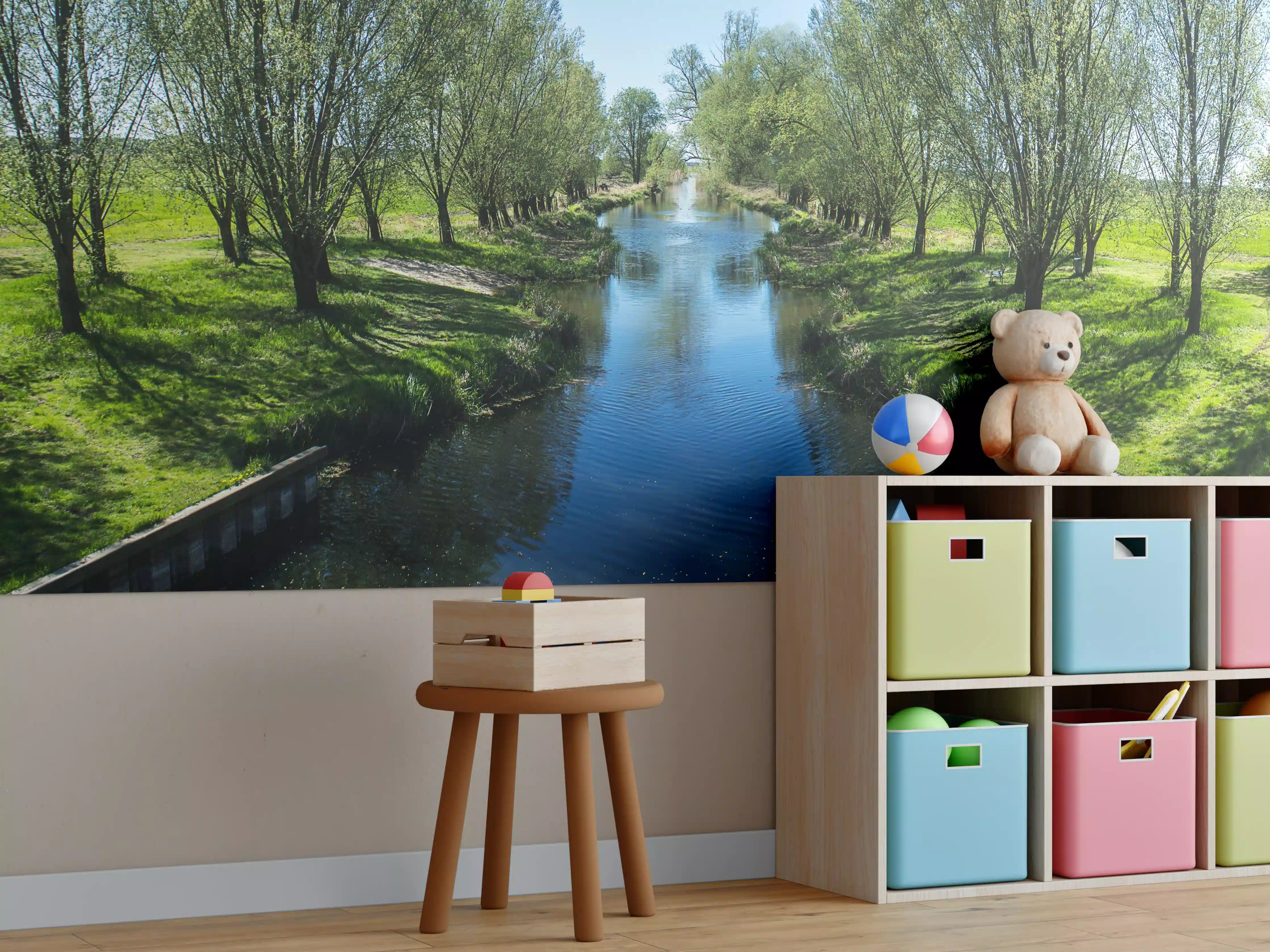 Kinderzimmer Wandgestaltung - Idyllischer Fluss in Sachsen-Anhalt