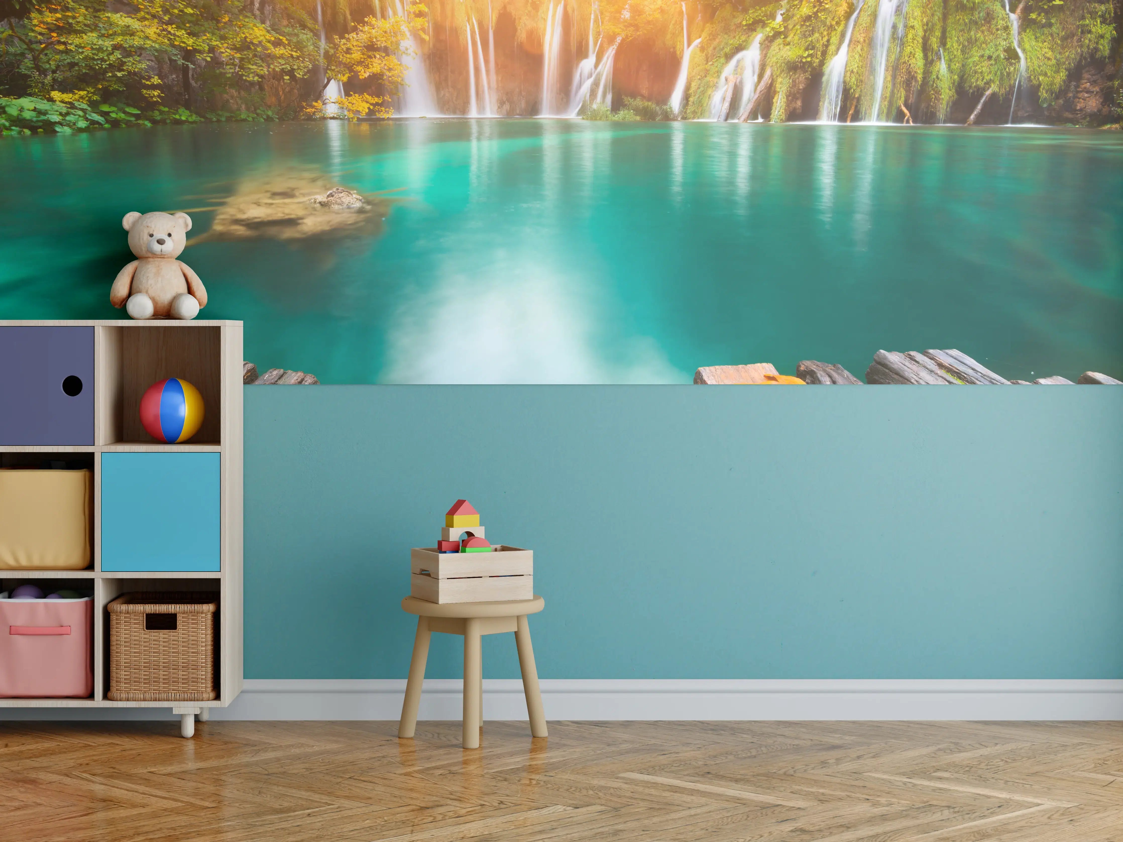 Kinderzimmer Wandgestaltung - Idyllischer See im Plitvicer Nationalpark