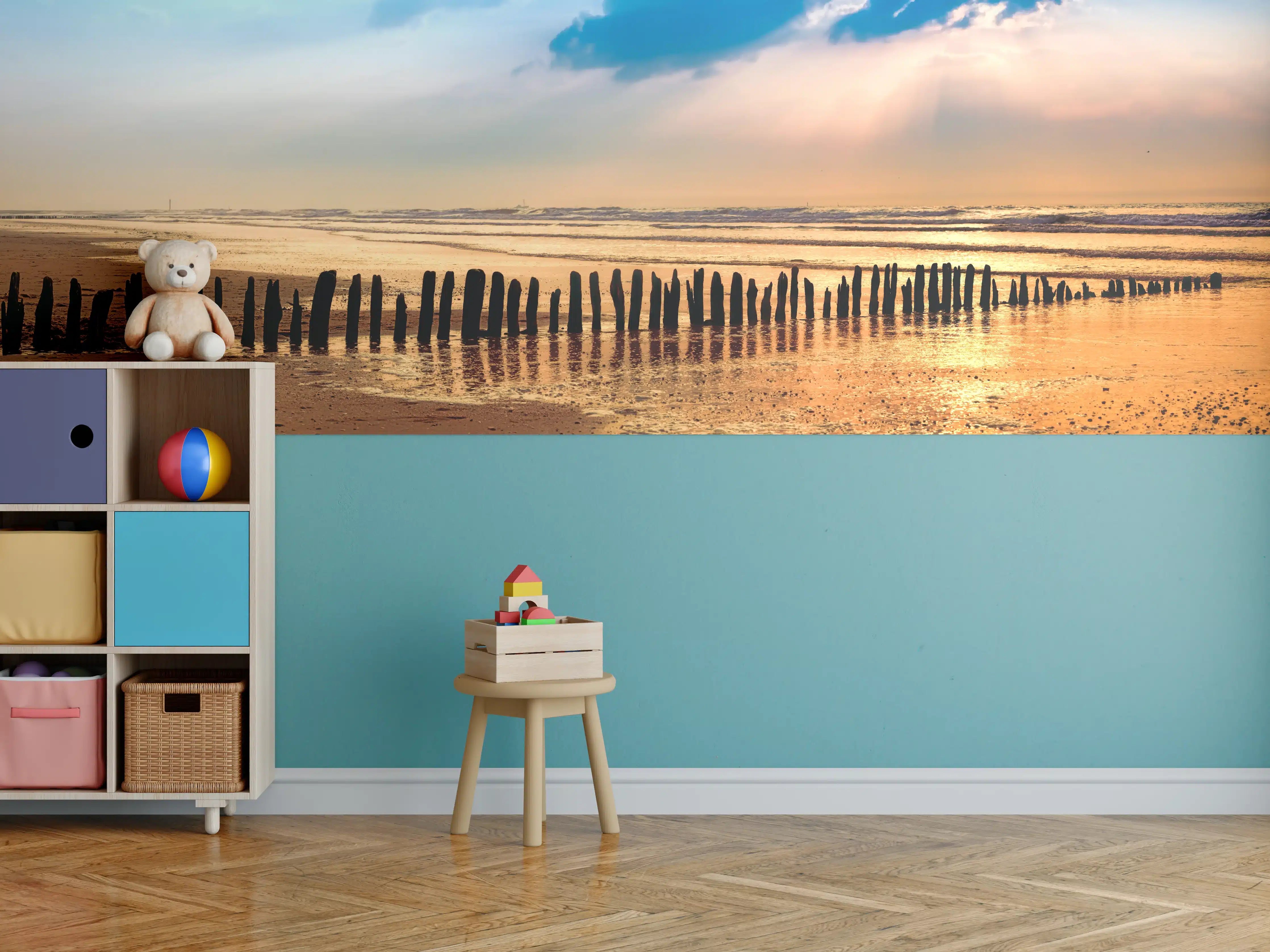 Kinderzimmer Wandgestaltung - Idyllischer Sonnenuntergang am Meer