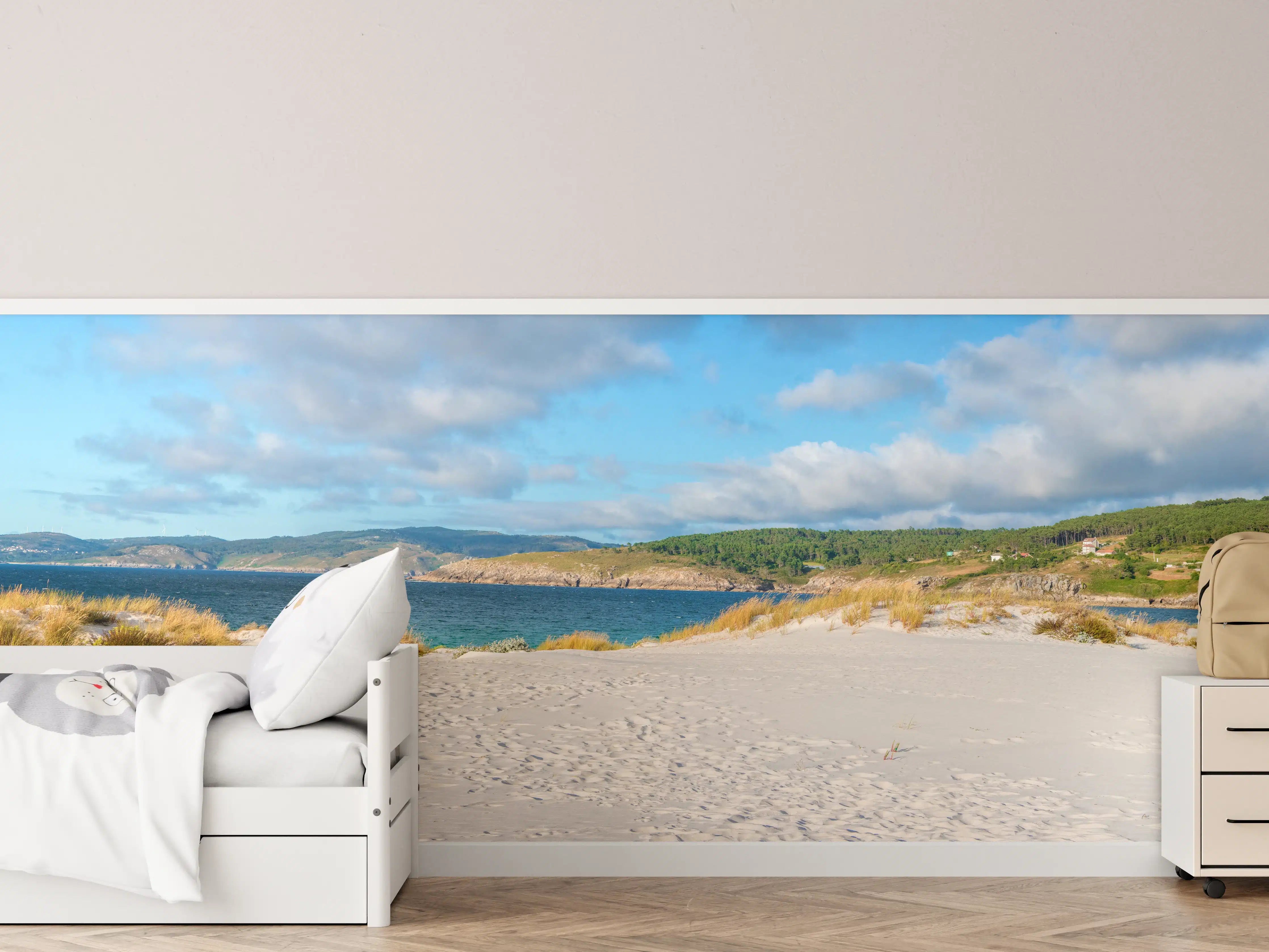 Kinderzimmer Wandgestaltung - Idyllischer Strand mit sanften Sanddünen