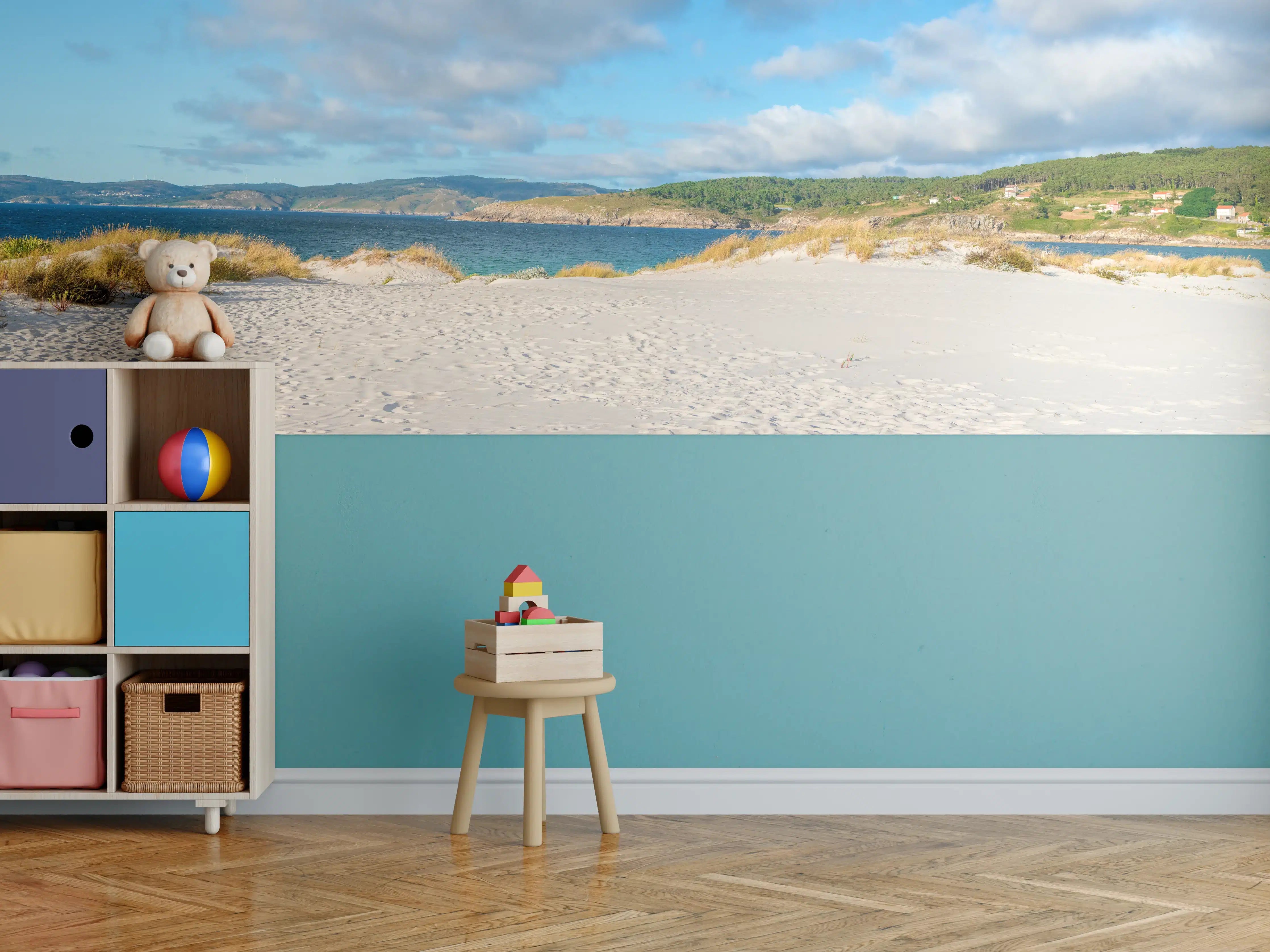 Kinderzimmer Wandgestaltung - Idyllischer Strand mit sanften Sanddünen