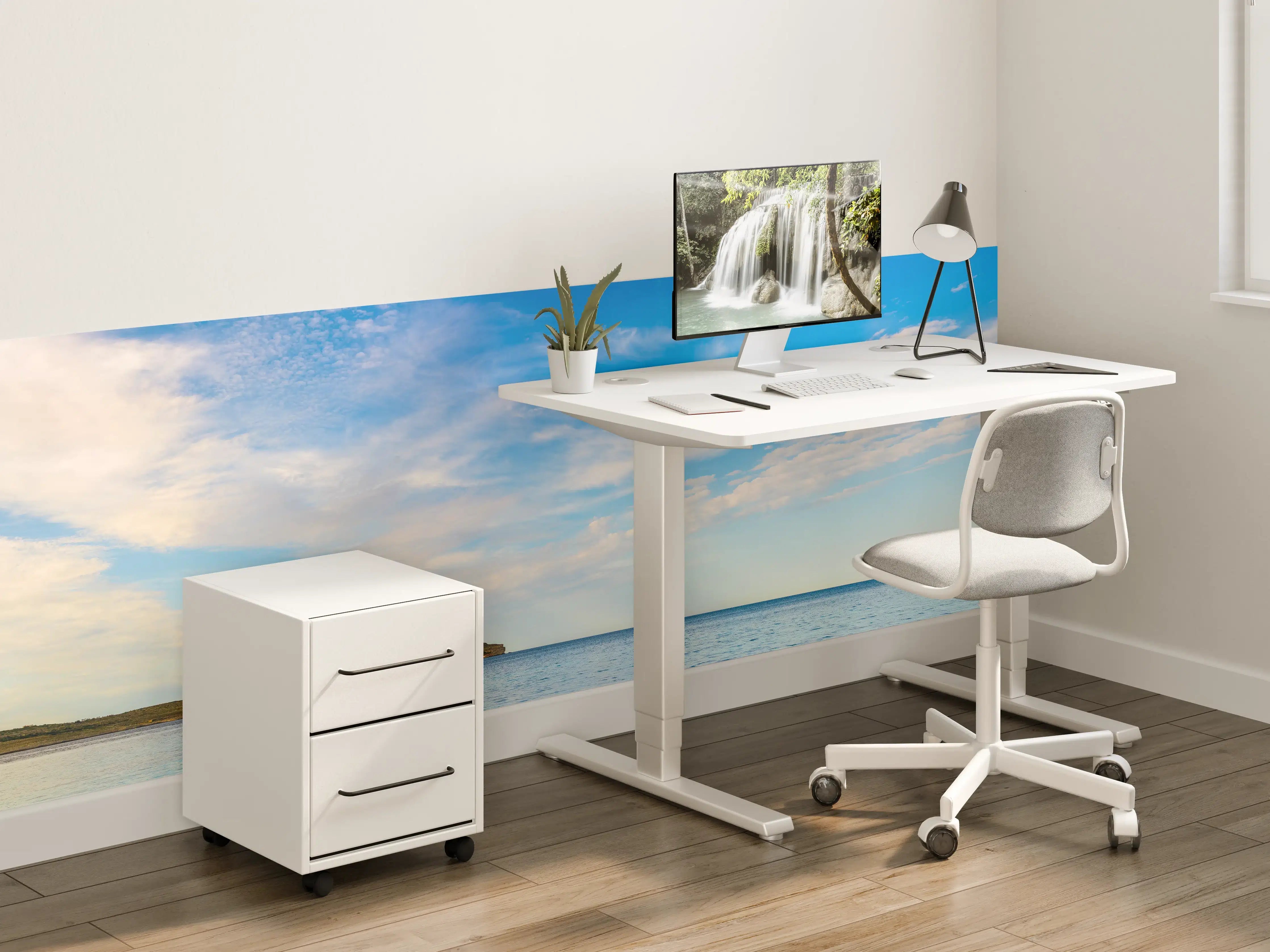 Kinderzimmer Wandgestaltung - Idyllischer blauer Meereshorizont mit Wolken