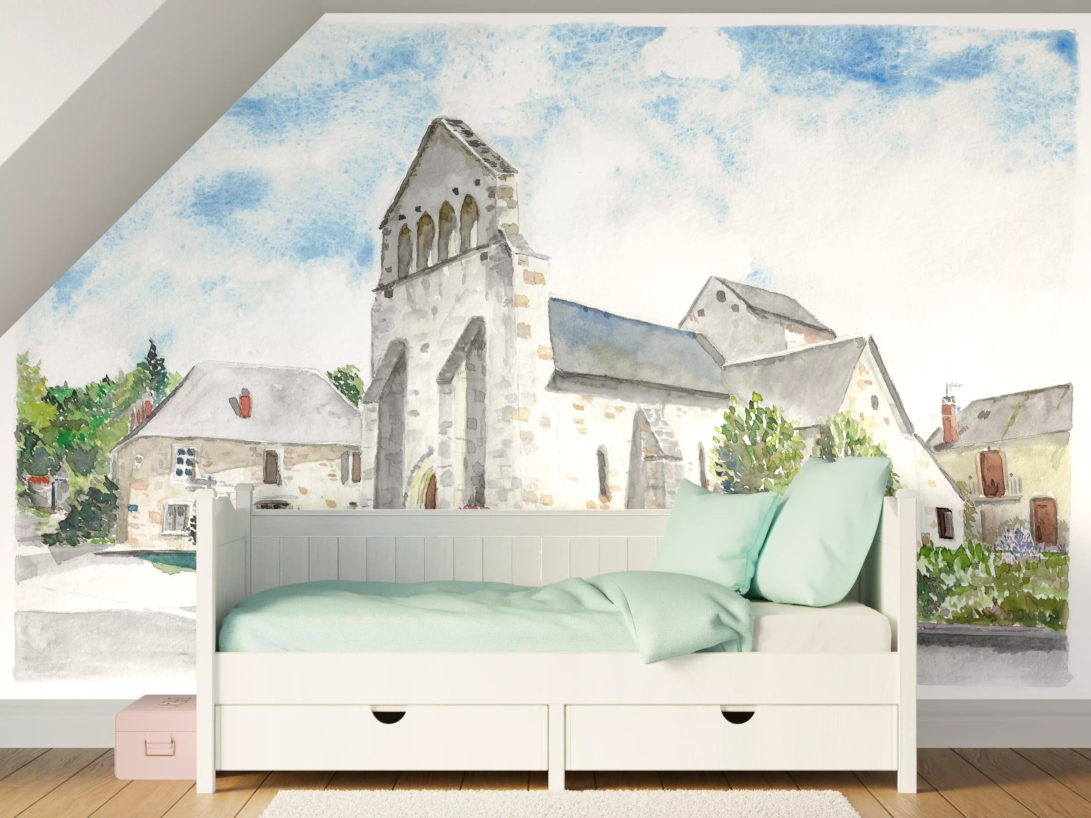 Kinderzimmer Wandgestaltung - Idyllisches französisches Dorf