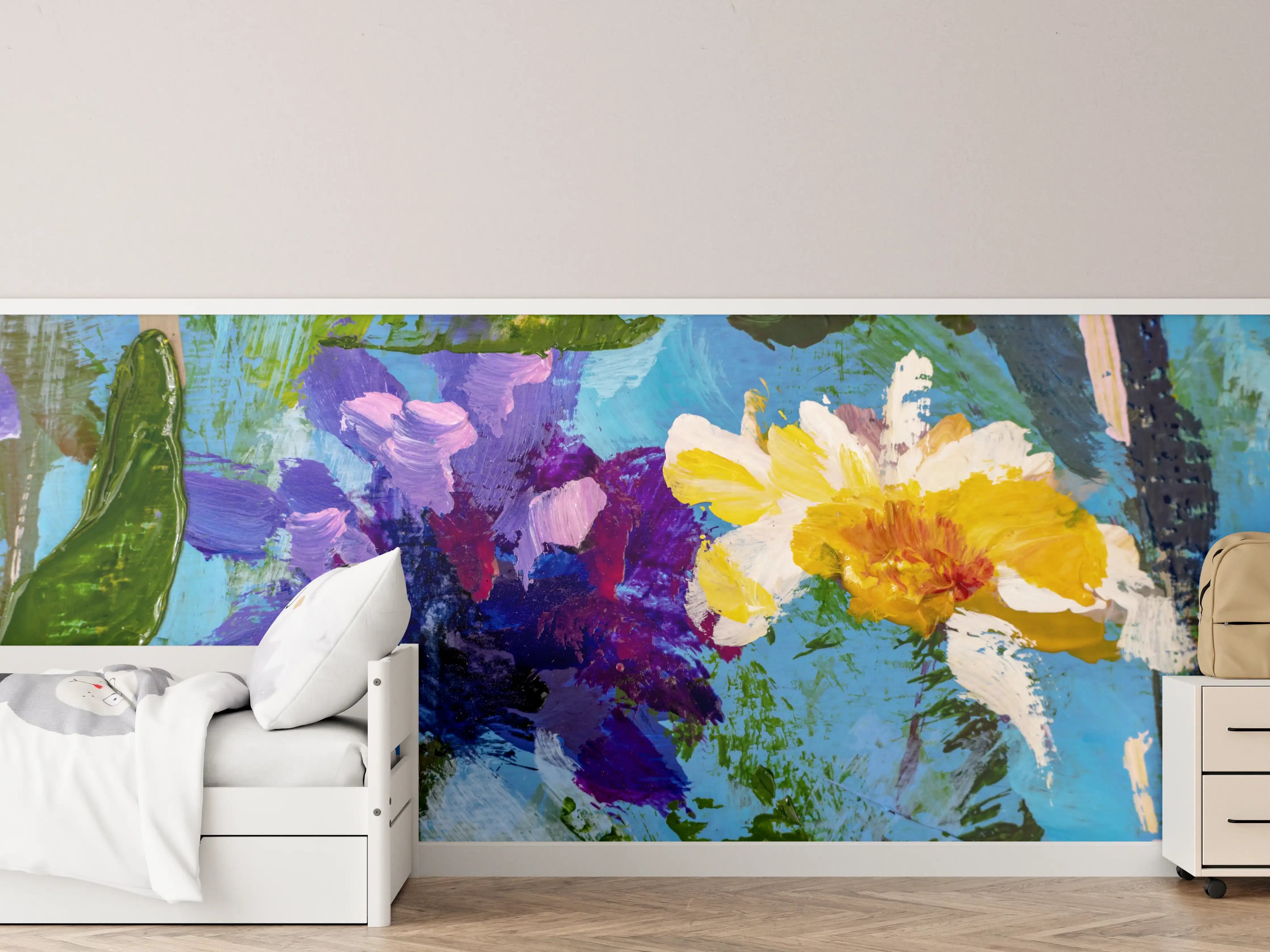 Kinderzimmer Wandgestaltung - Impressionistisches Blumen Gemälde