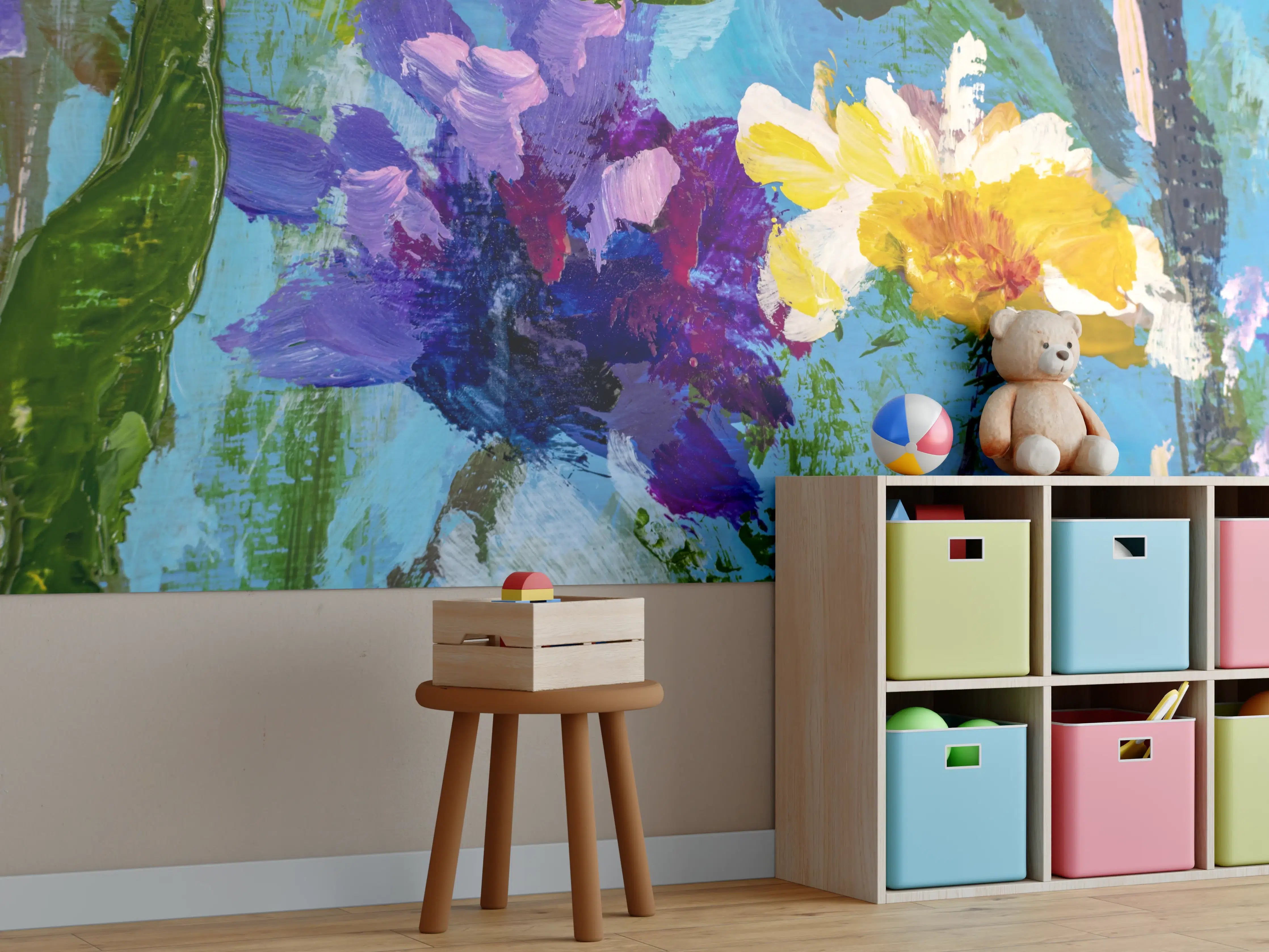 Kinderzimmer Wandgestaltung - Impressionistisches Blumen Gemälde