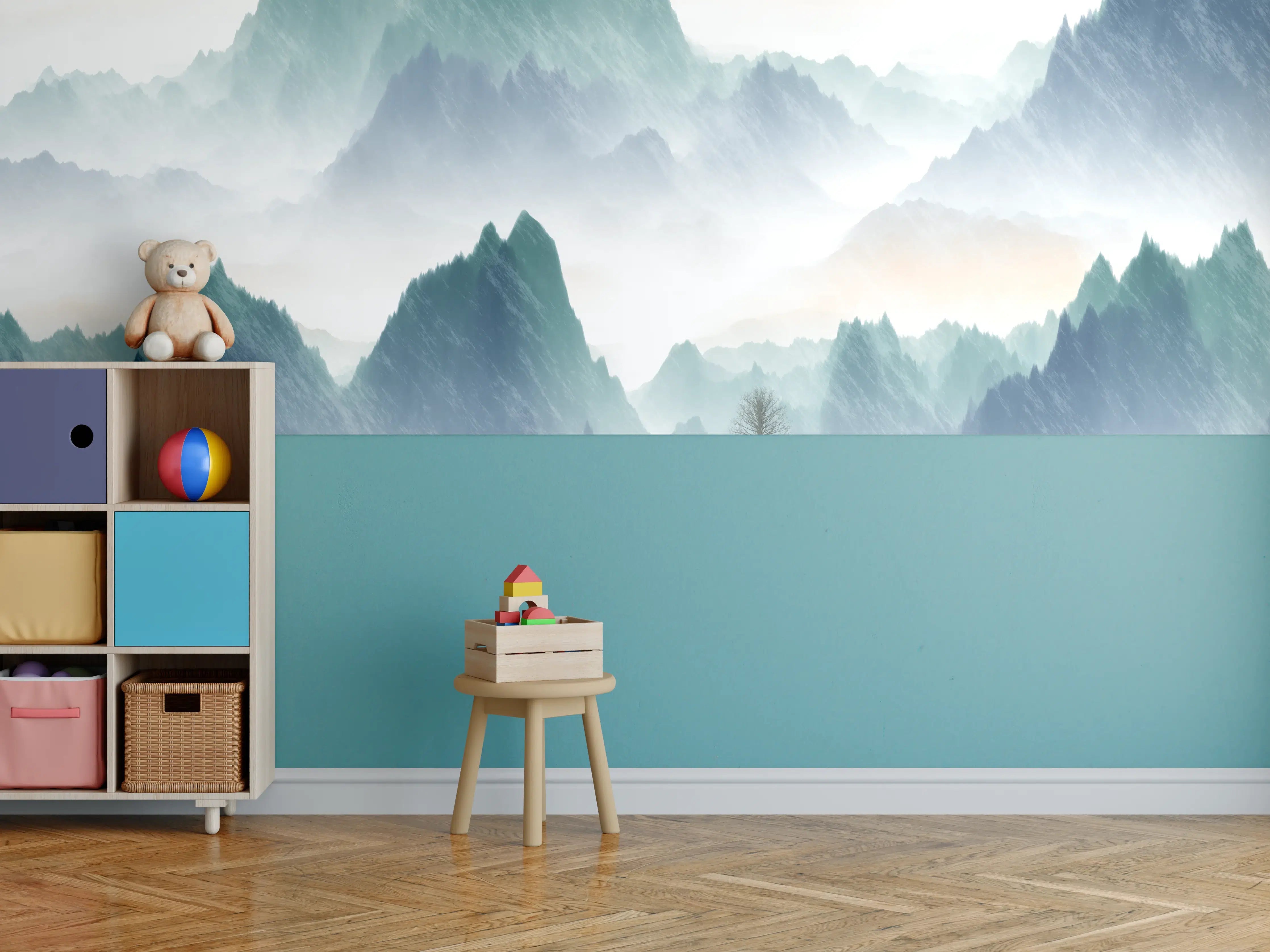 Kinderzimmer Wandgestaltung - In den Bergen - Moderne Kunst