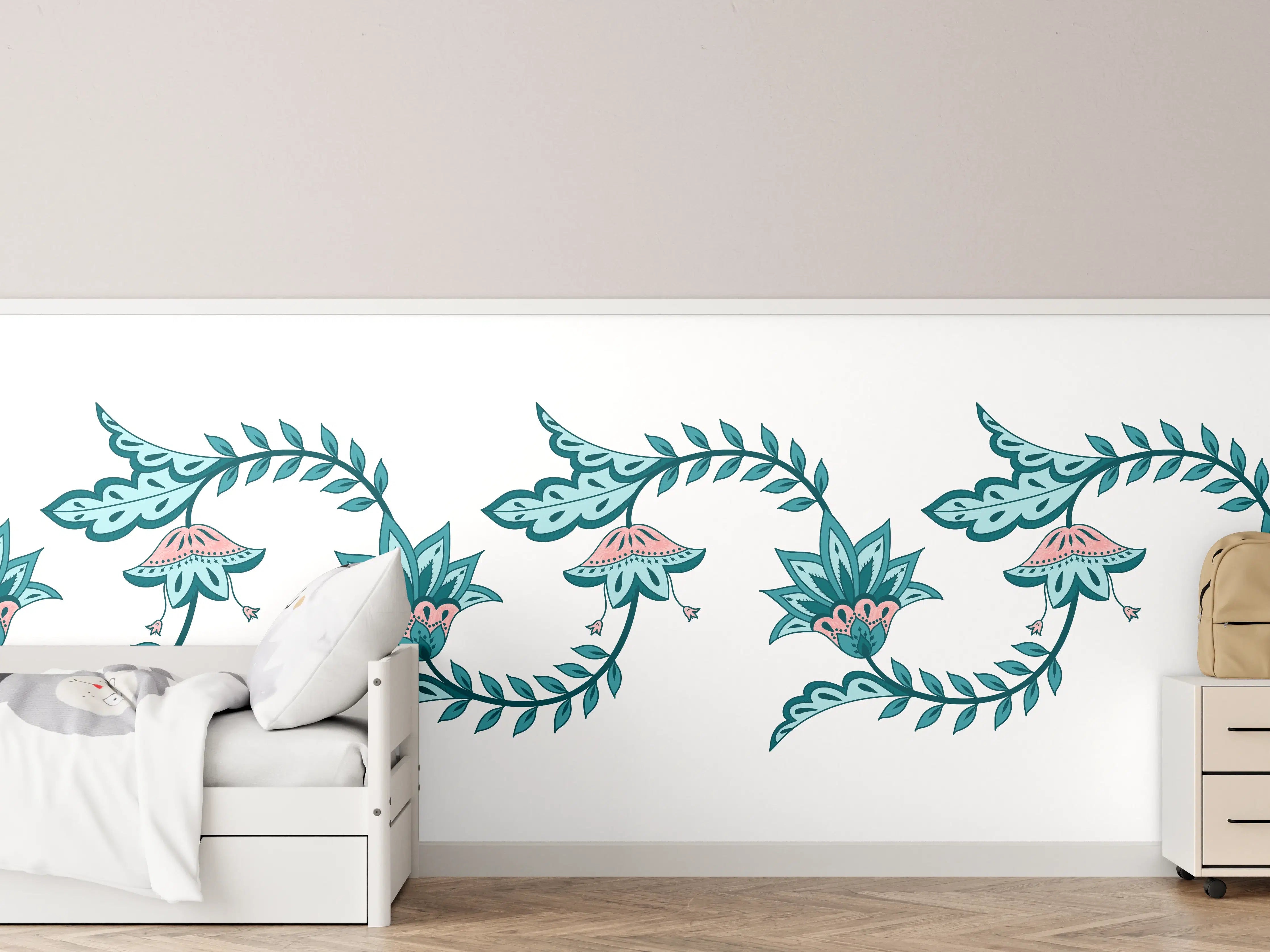 Kinderzimmer Wandgestaltung - Indisches Paisley Batik Muster